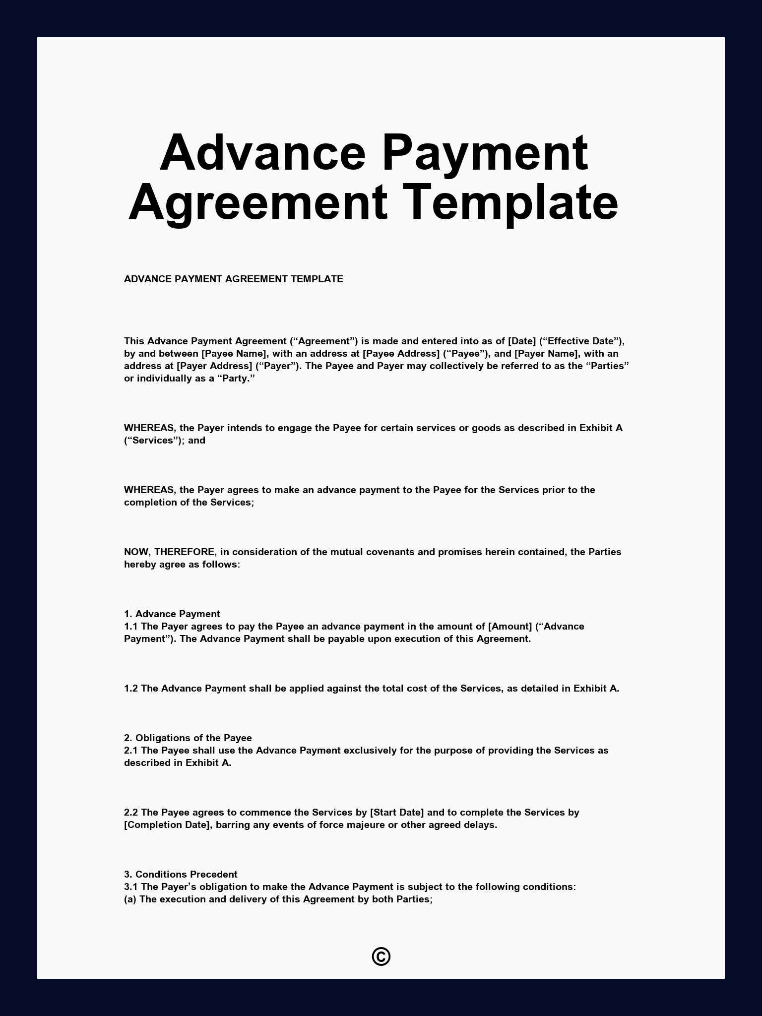 Advance Payment Agreement Template