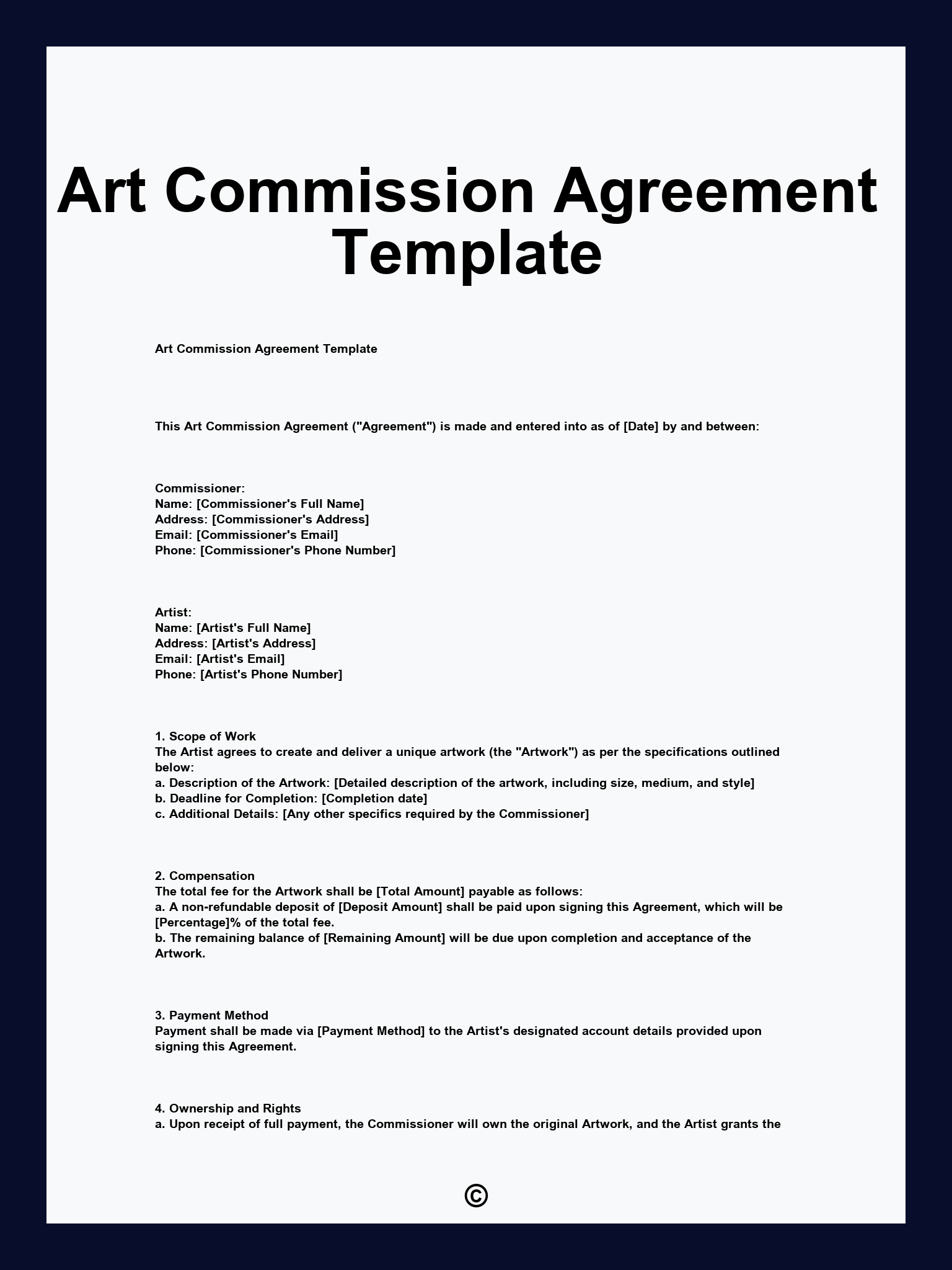 Art Commission Agreement Template