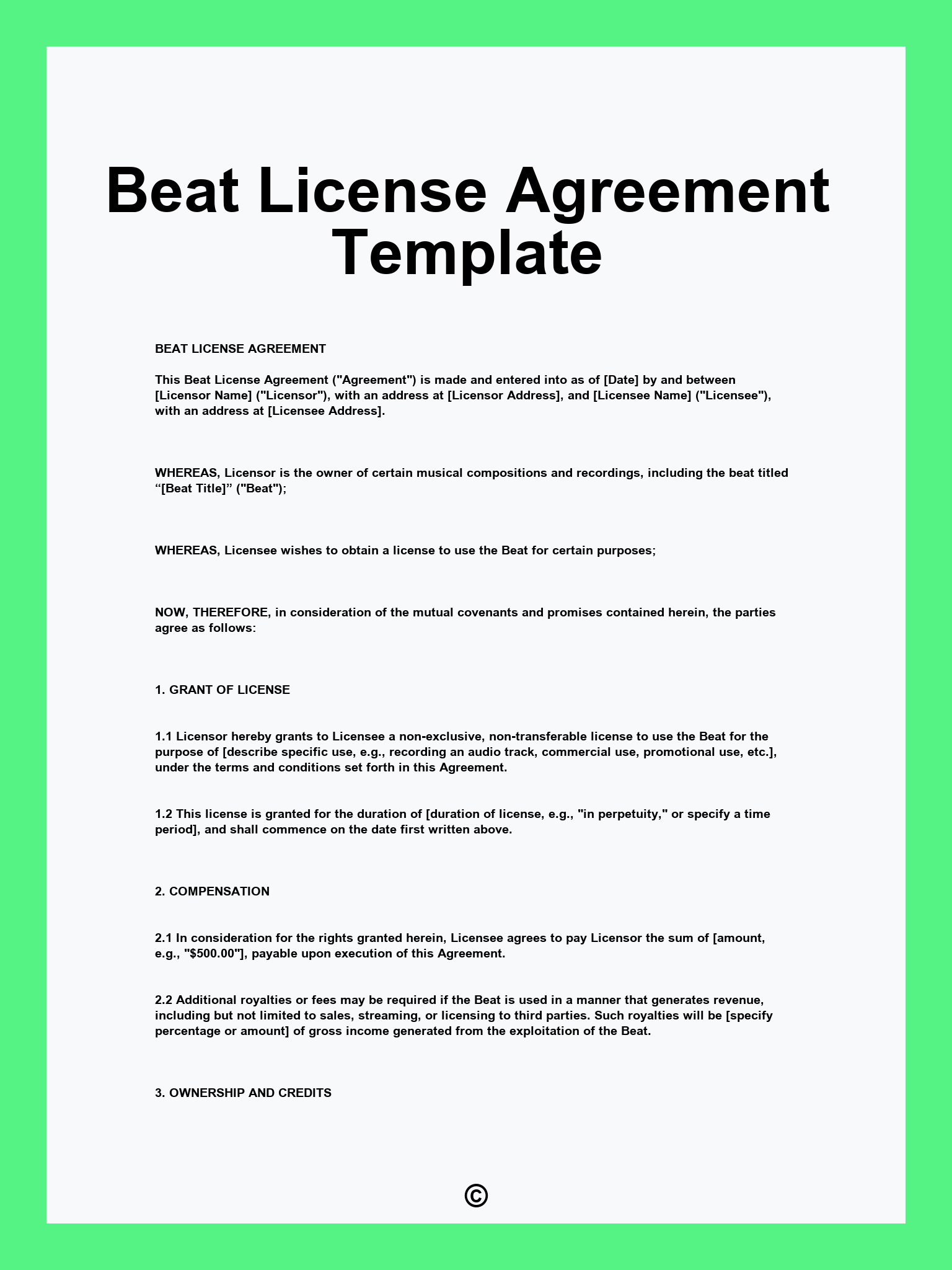 Beat License Agreement Template