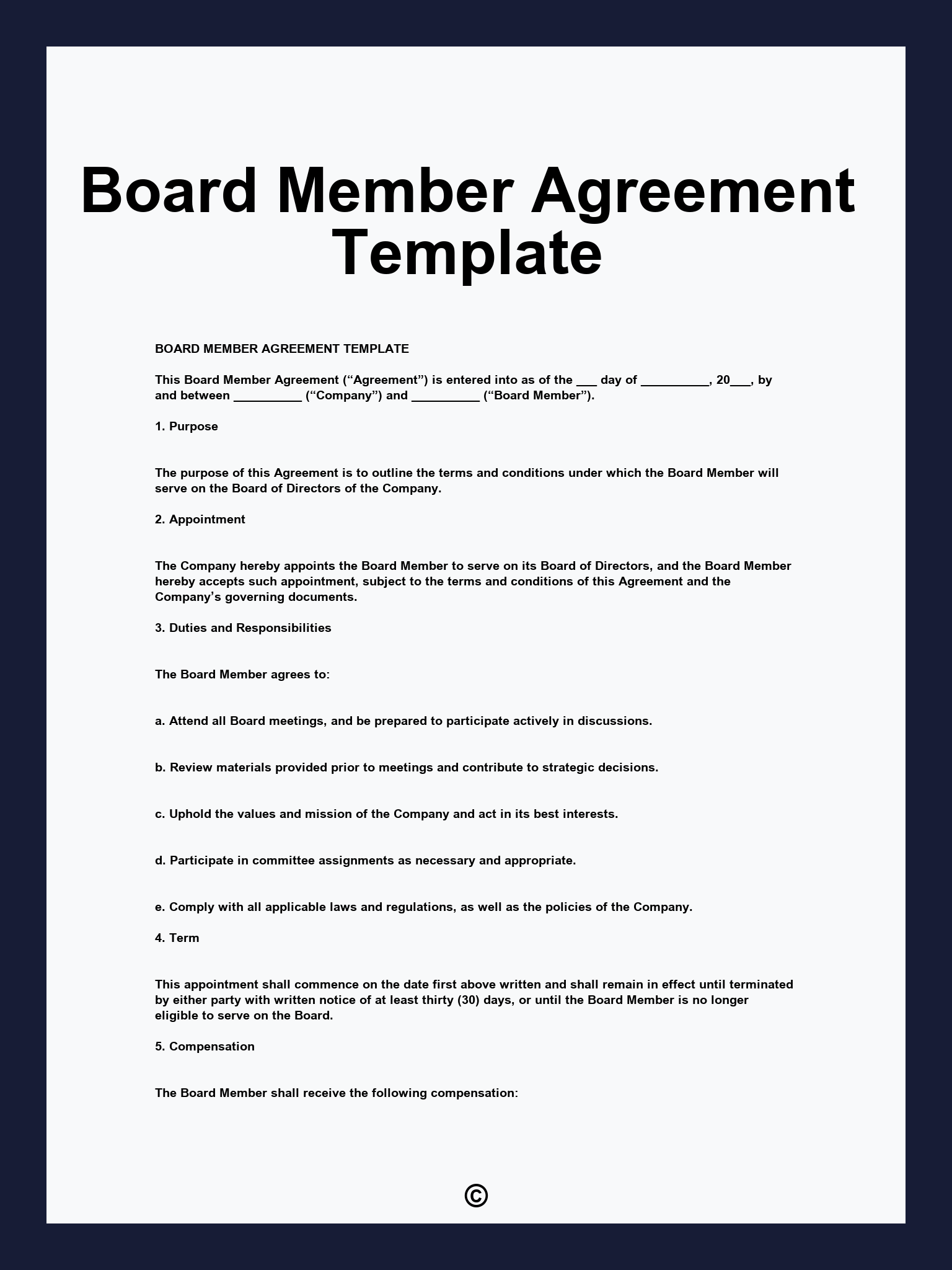 Board Member Agreement Template