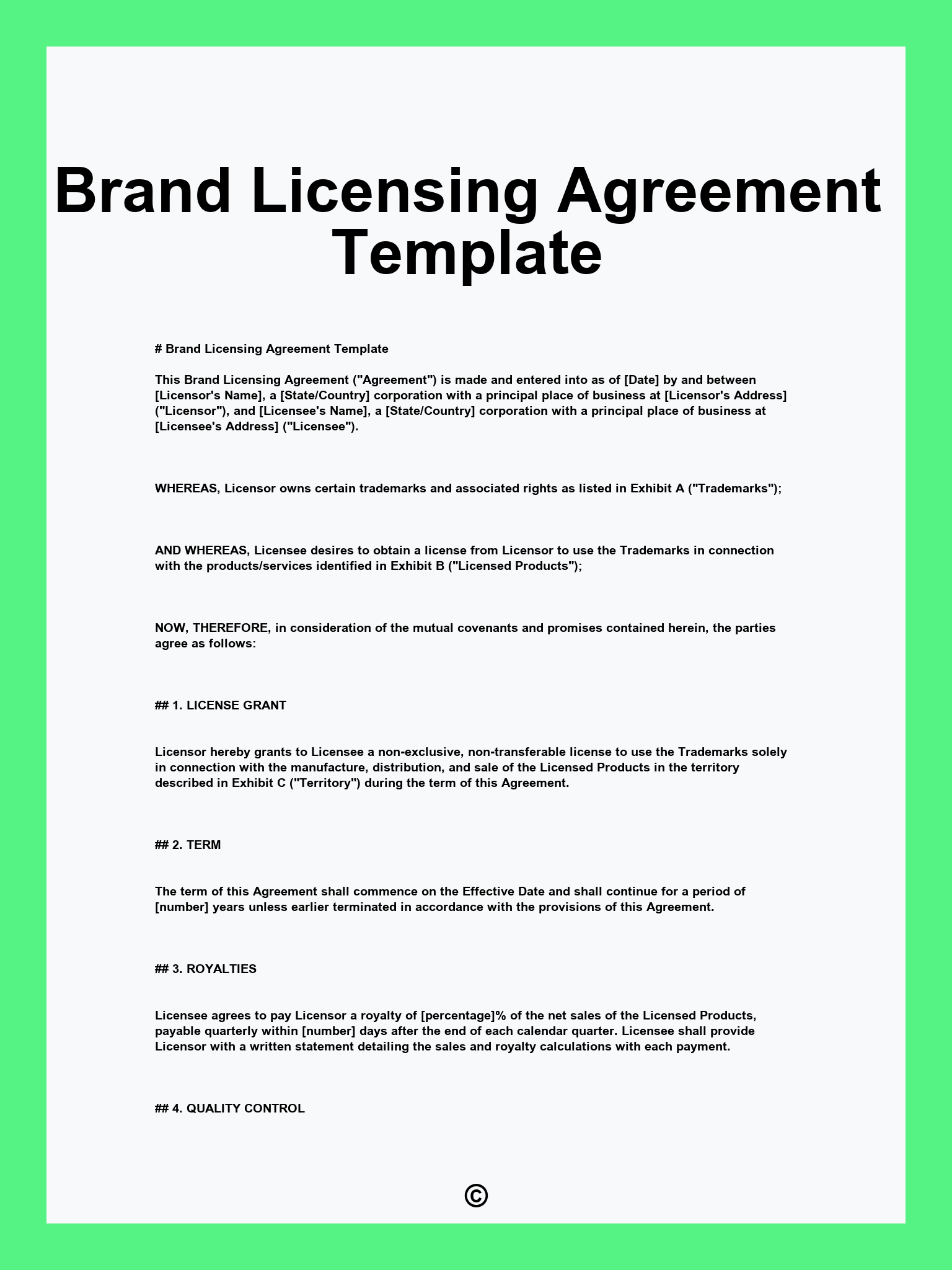 Brand Licensing Agreement Template