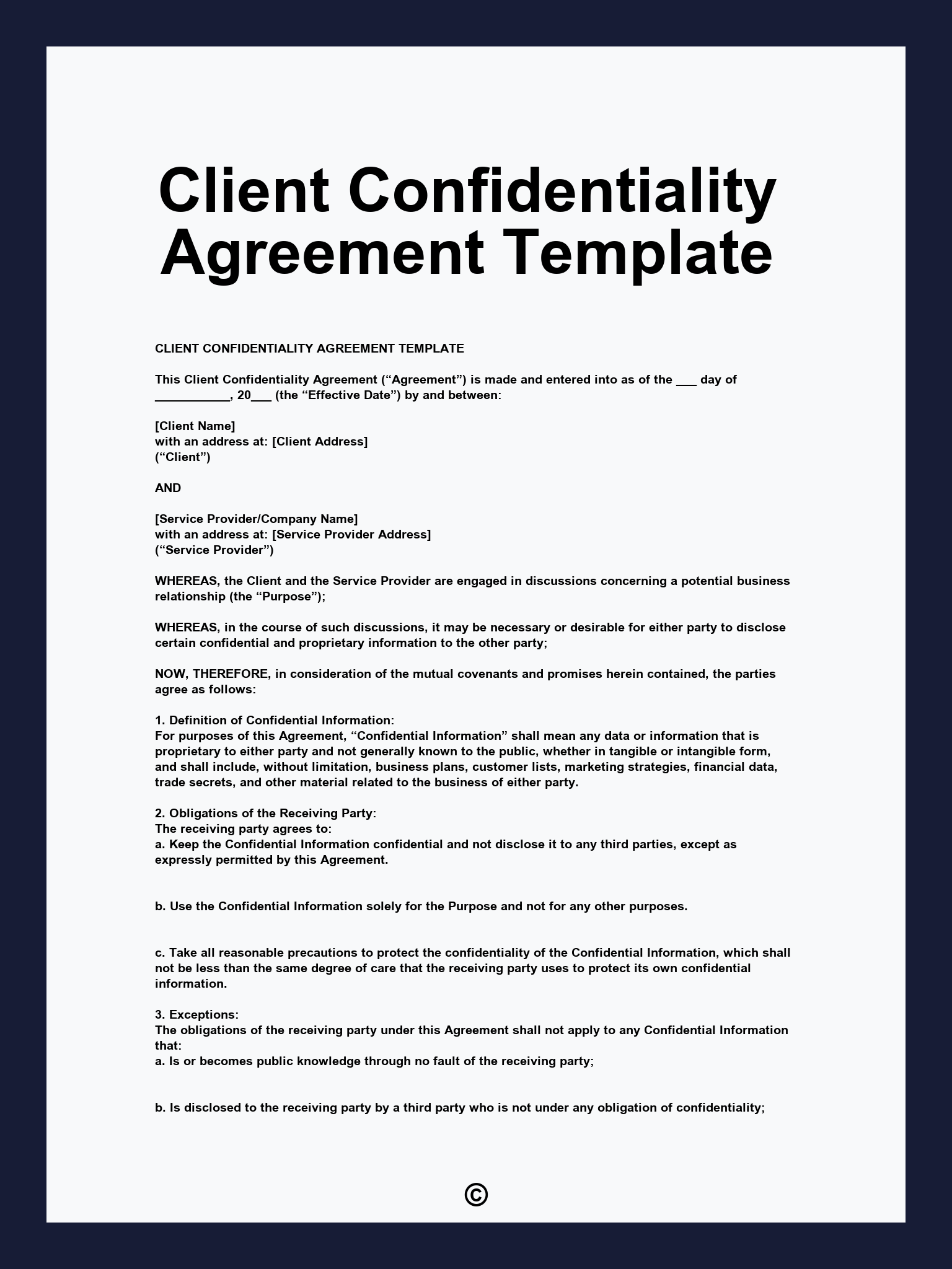 Client Confidentiality Agreement Template