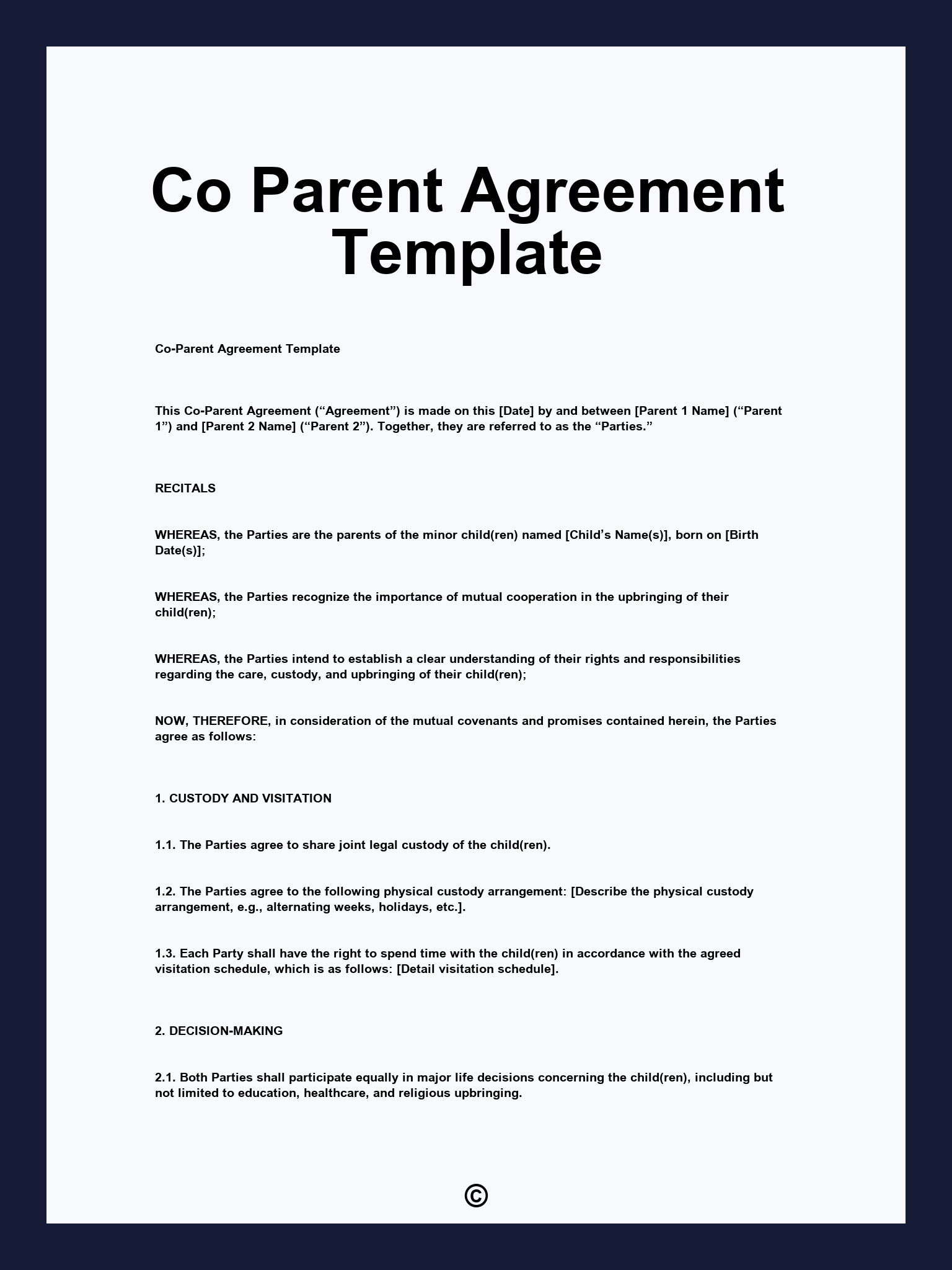Co Parent Agreement Template