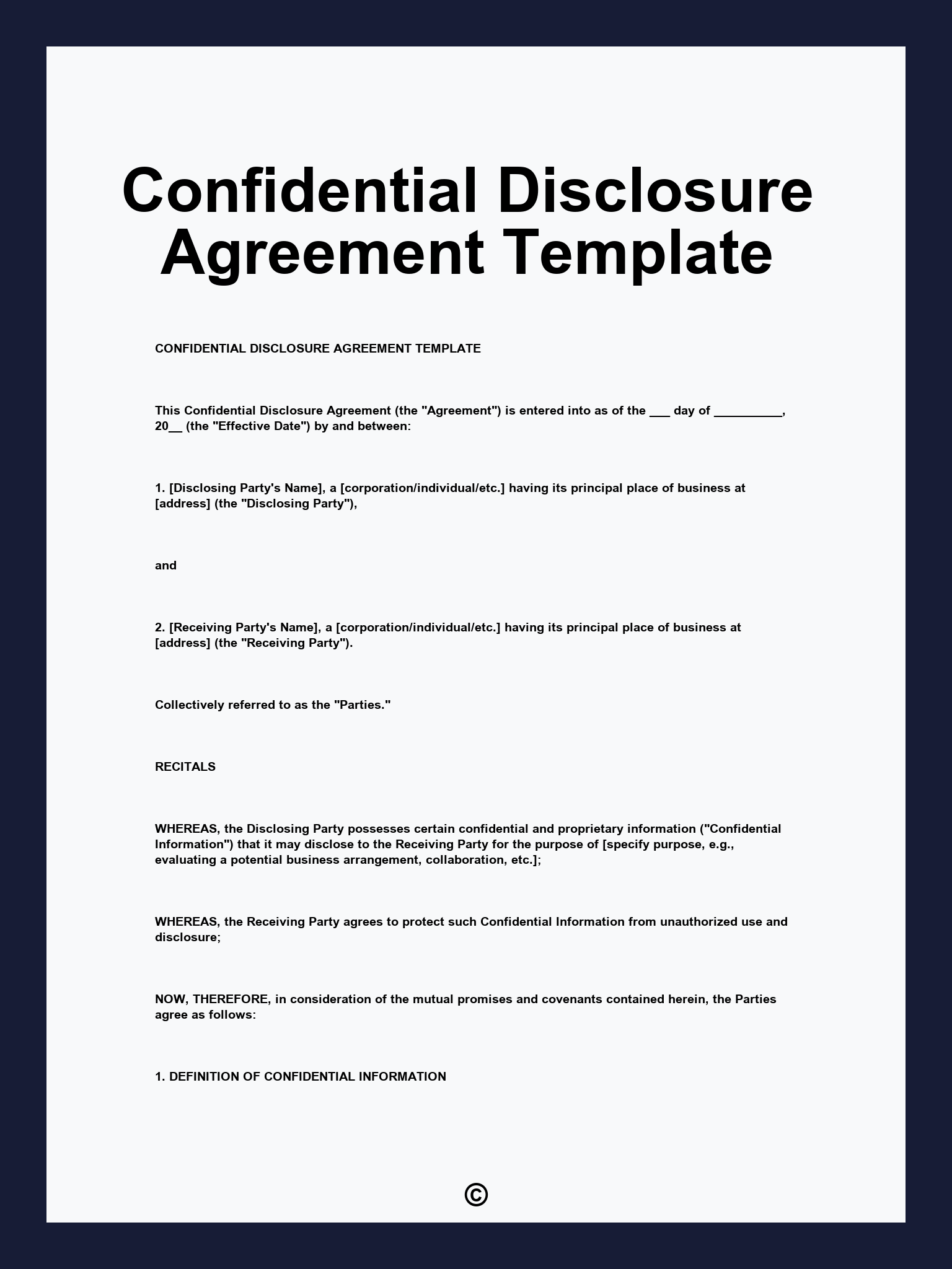 Confidential Disclosure Agreement Template