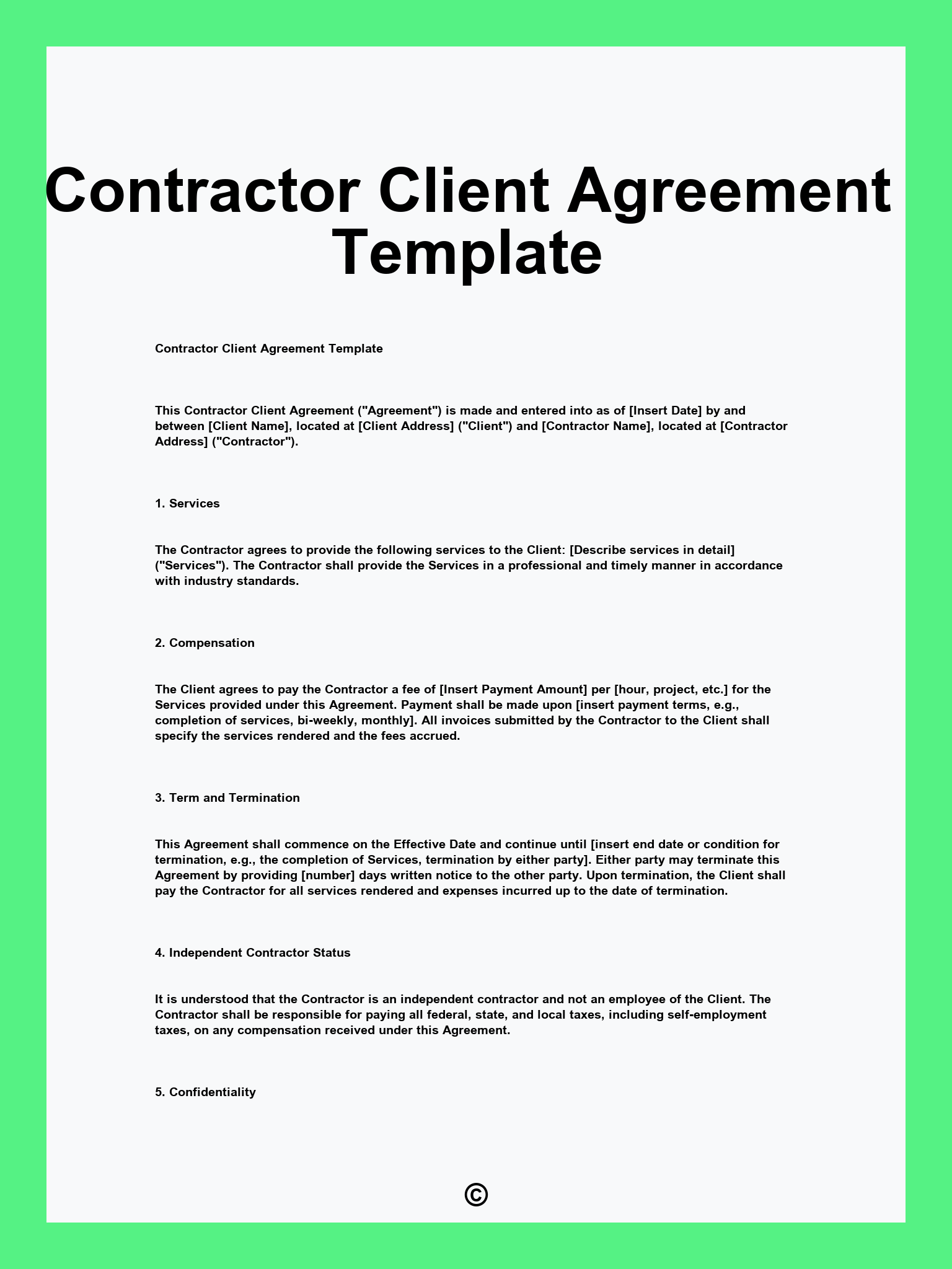 Contractor Client Agreement Template