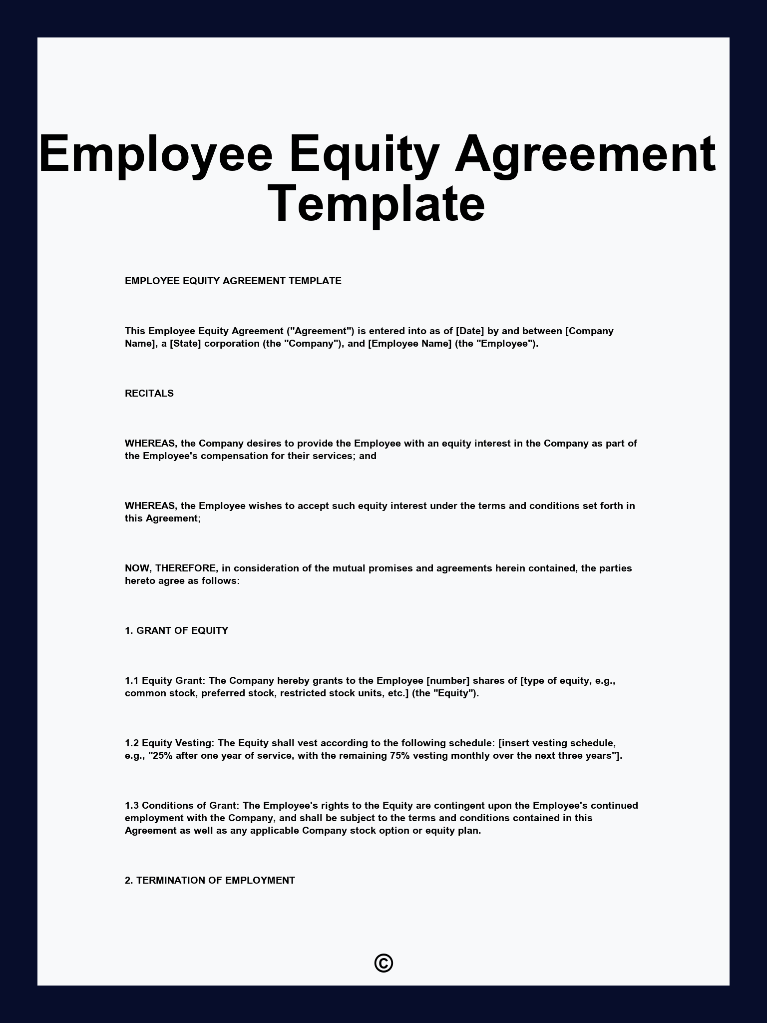 Employee Equity Agreement Template