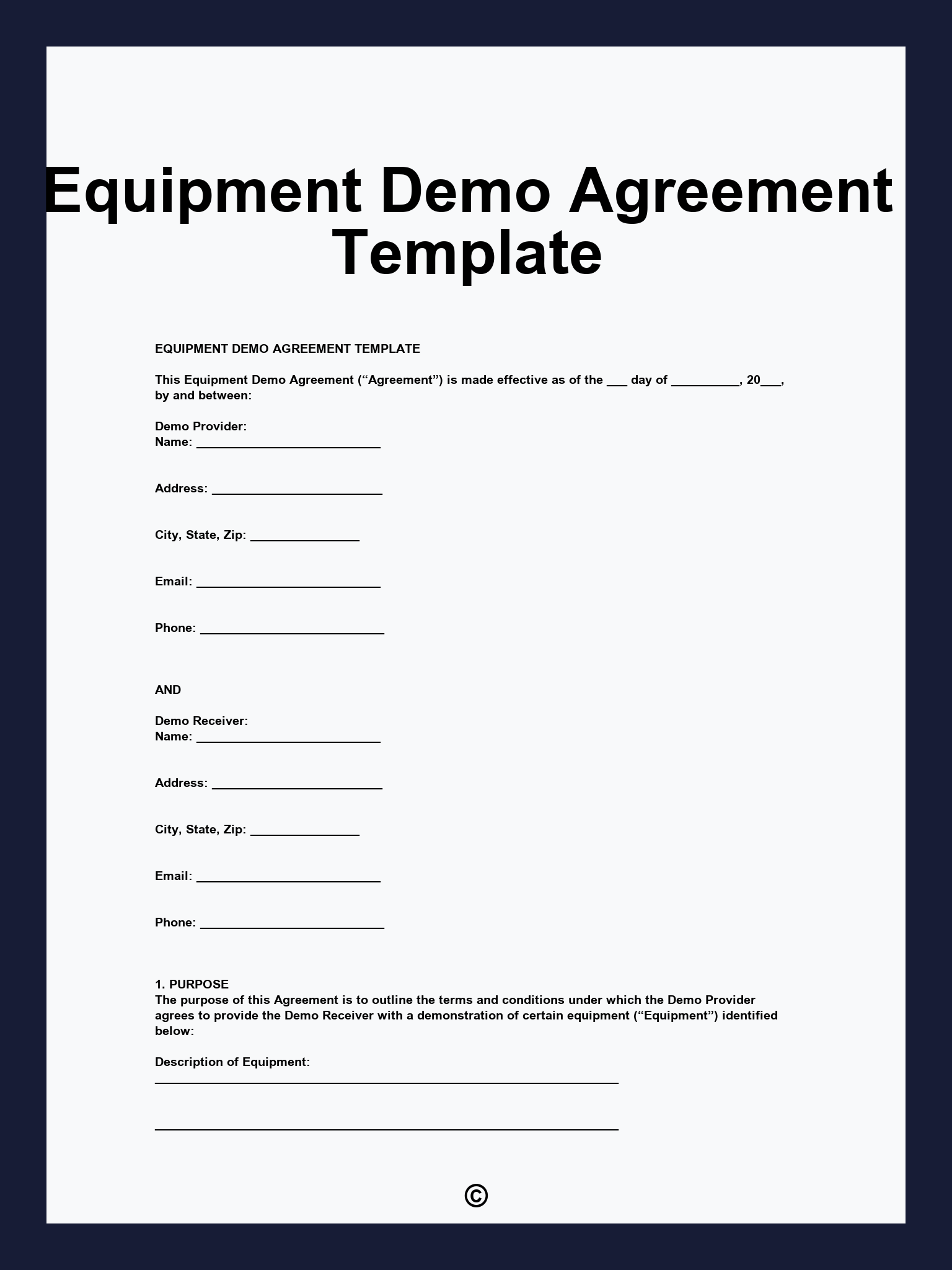 Equipment Demo Agreement Template