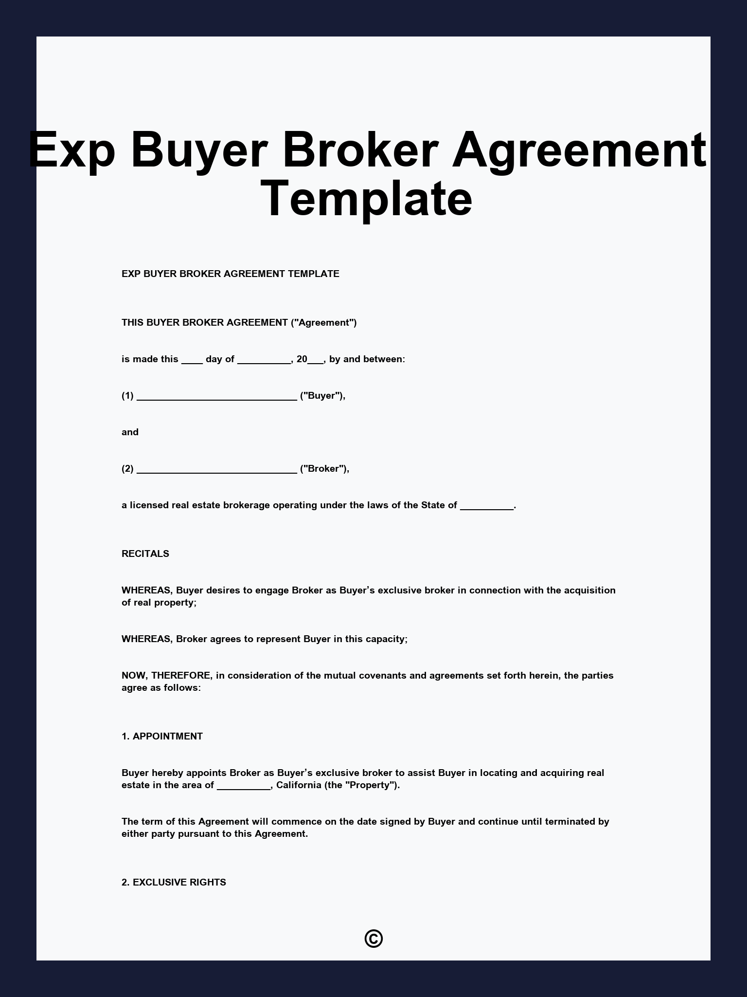 Exp Buyer Broker Agreement Template