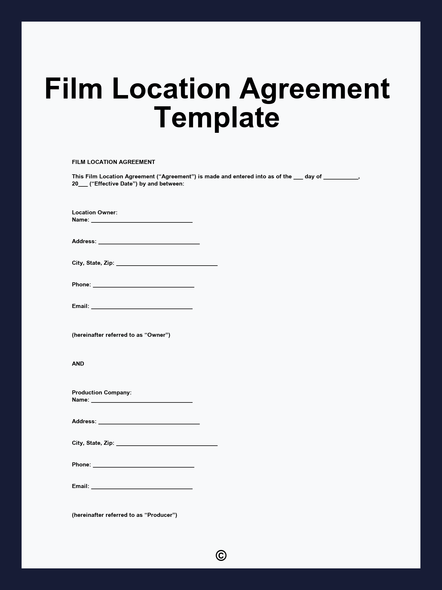 Film Location Agreement Template