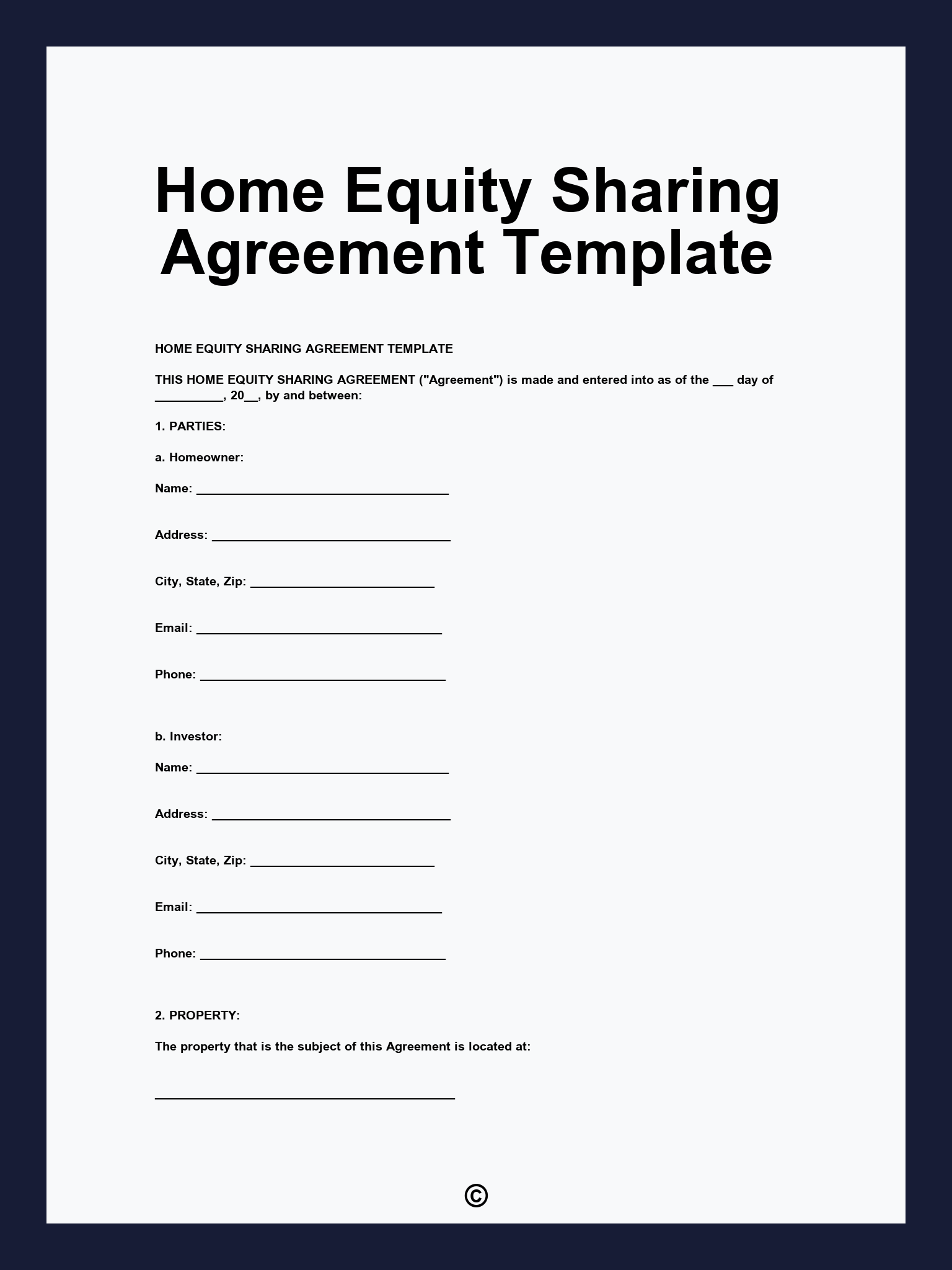Home Equity Sharing Agreement Template