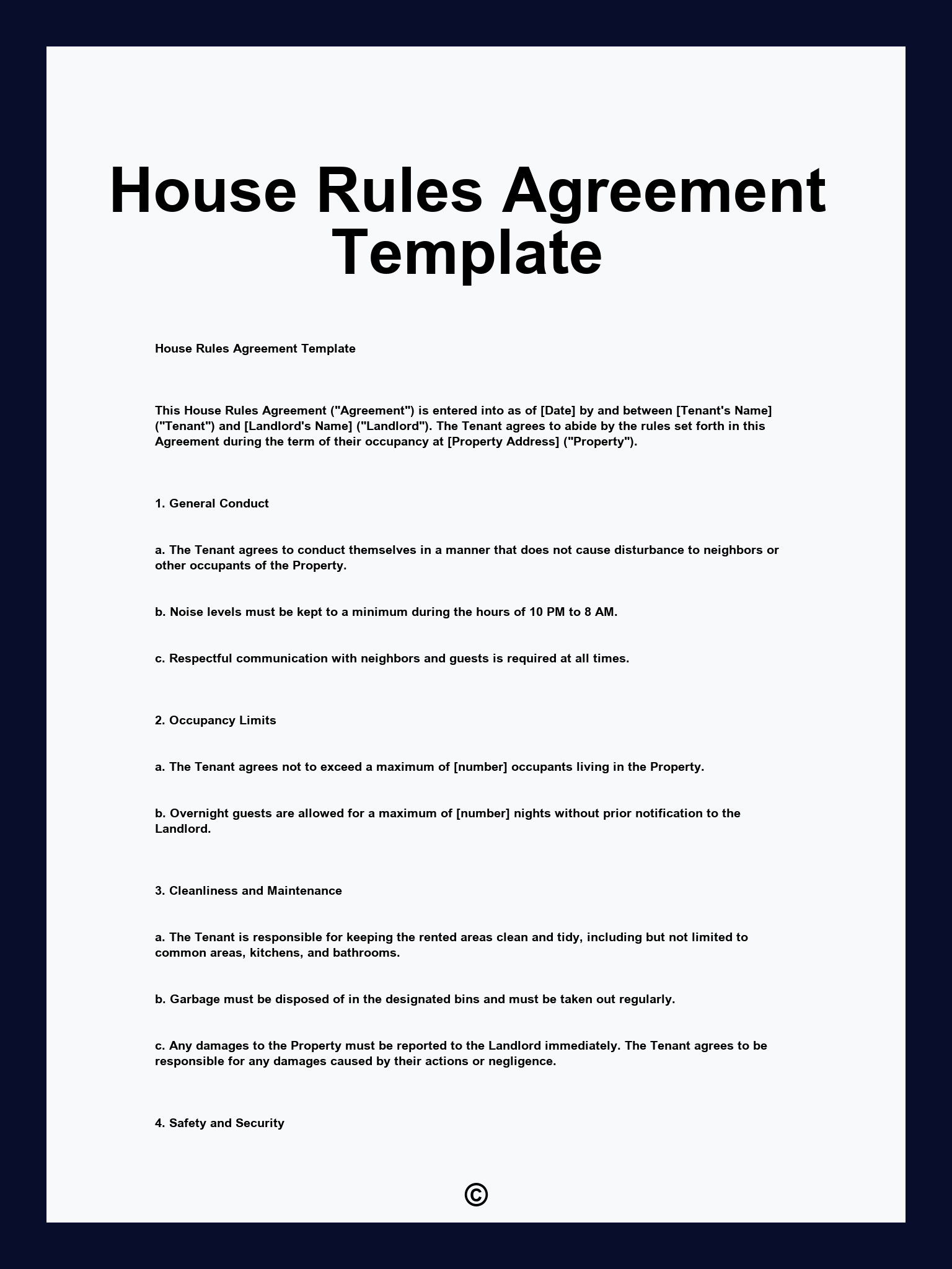 House Rules Agreement Template