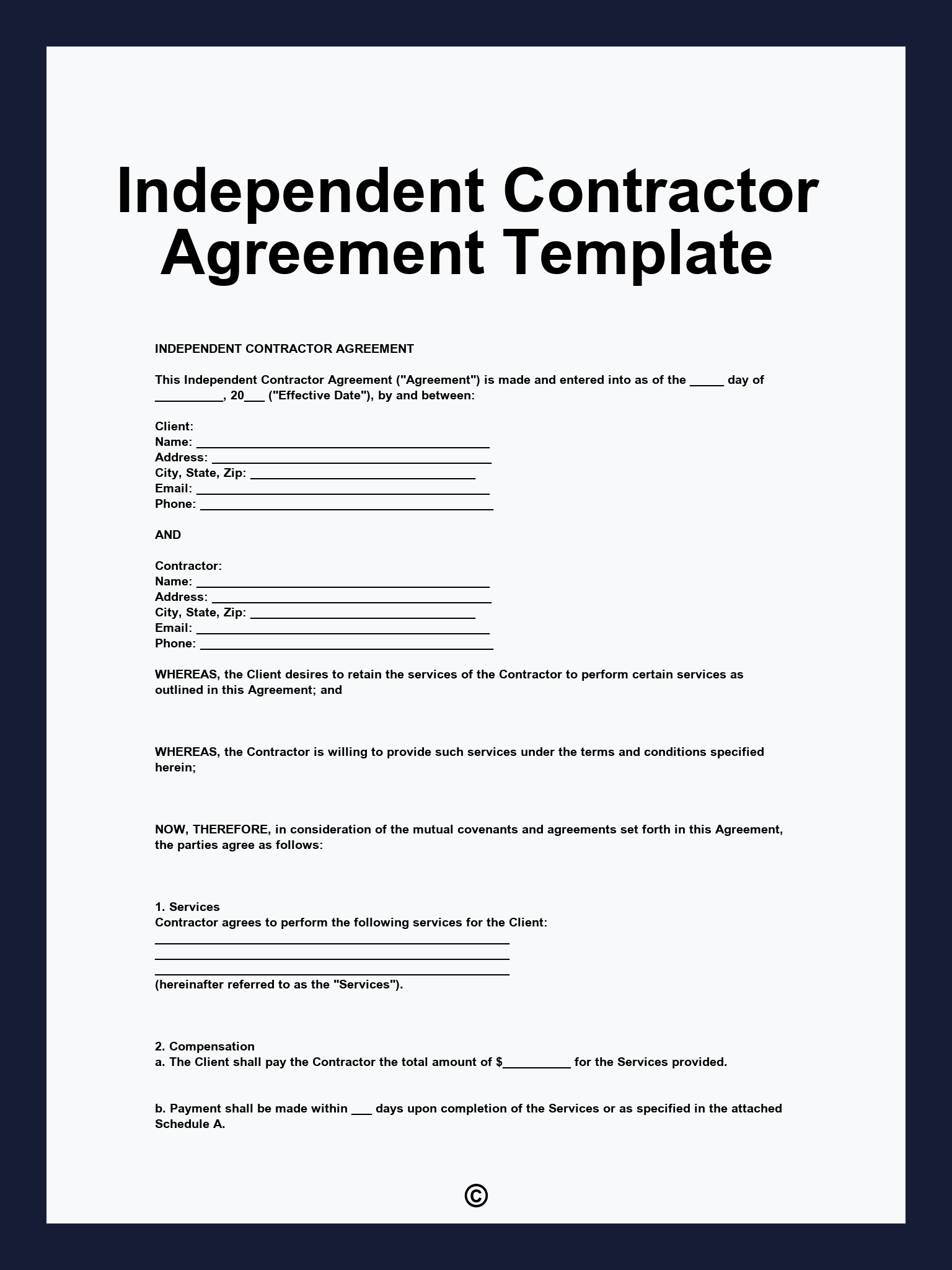 Independent Contractor Agreement Template