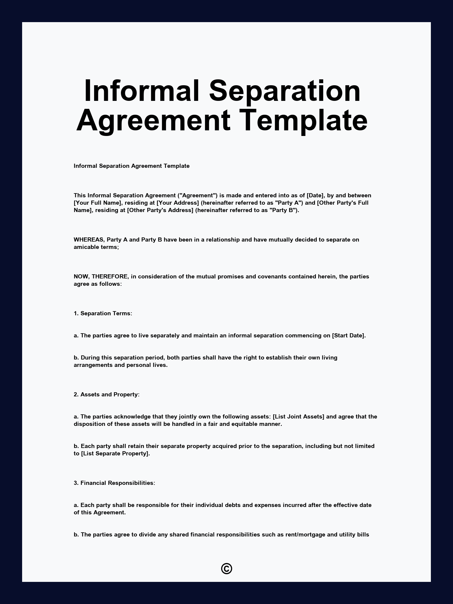 Informal Separation Agreement Template