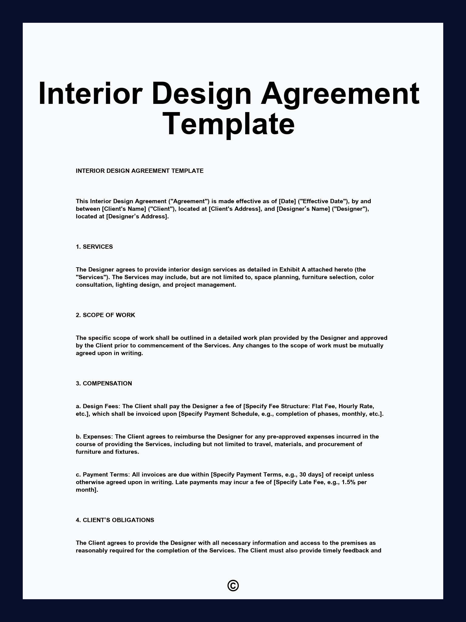 Interior Design Agreement Template