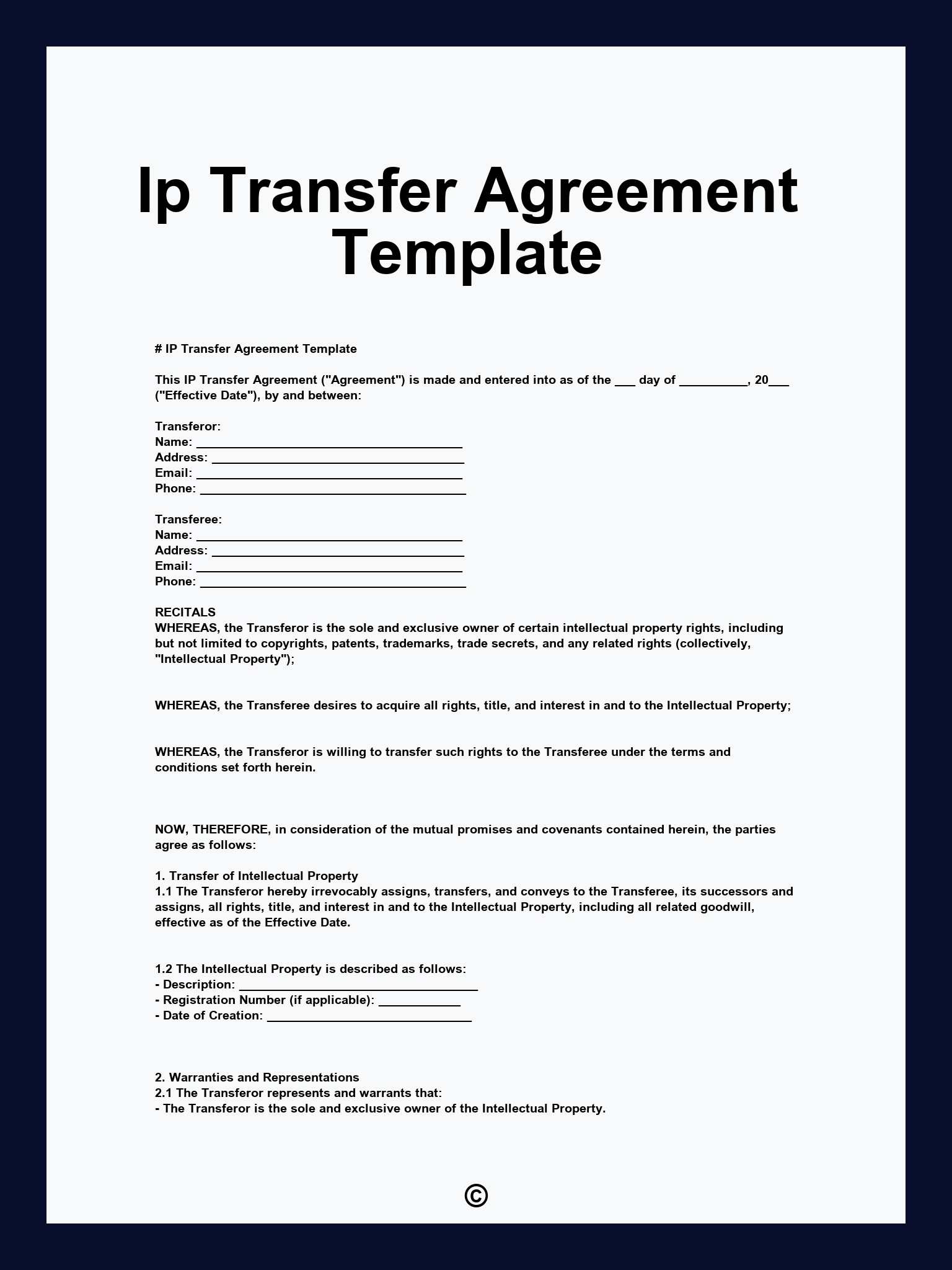 Ip Transfer Agreement Template