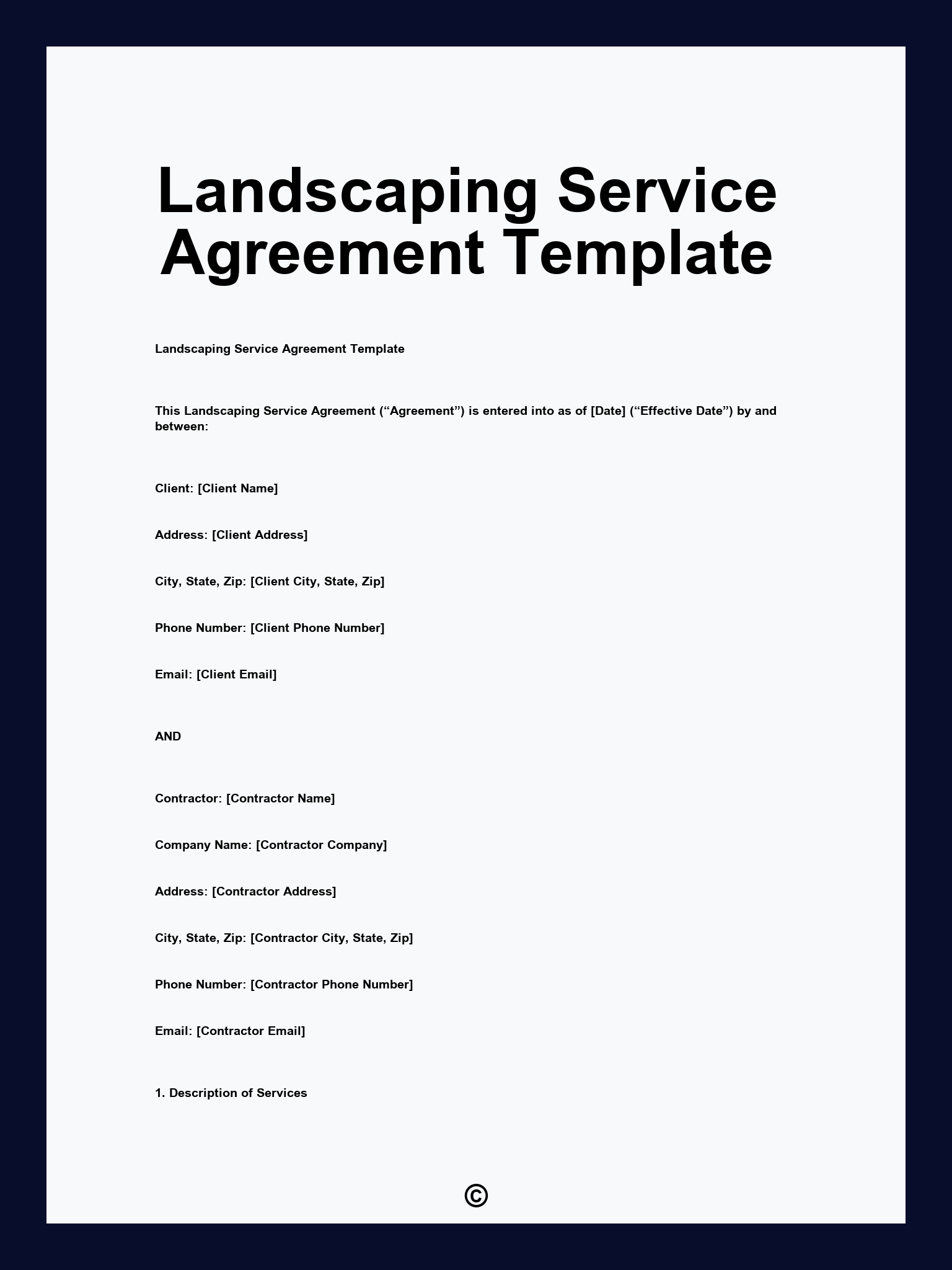 Landscaping Service Agreement Template
