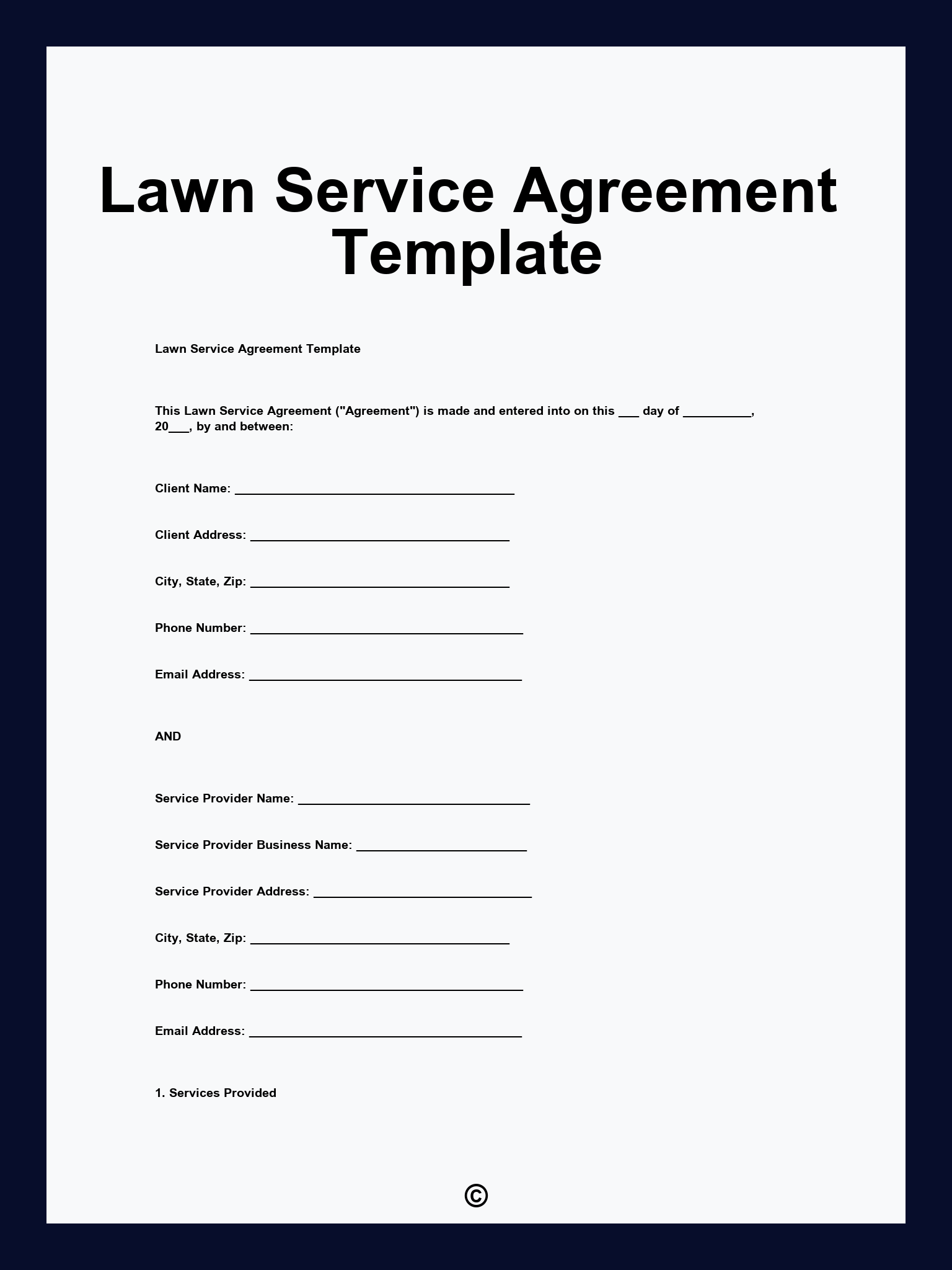 Lawn Service Agreement Template