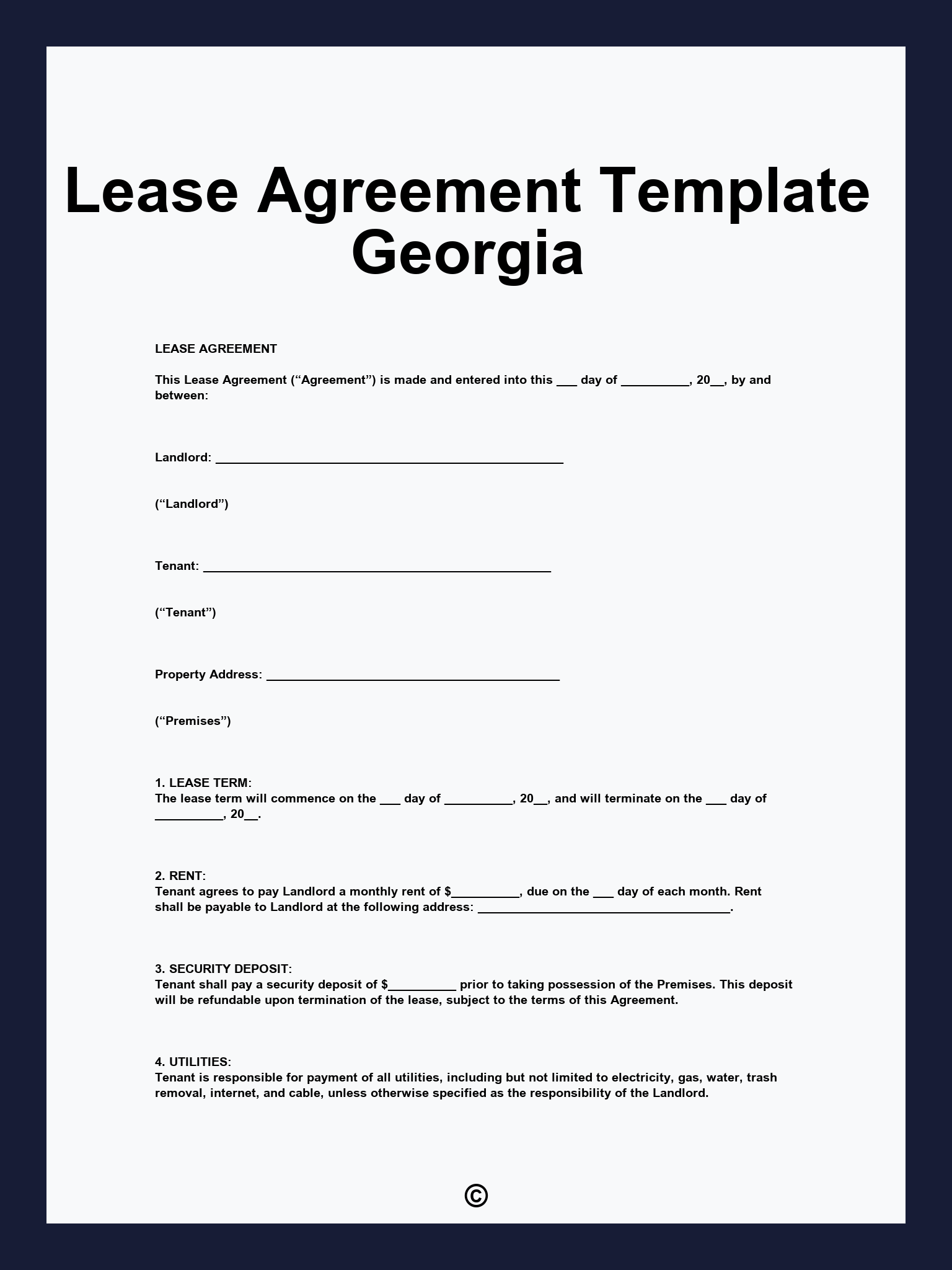 Lease Agreement Template Georgia
