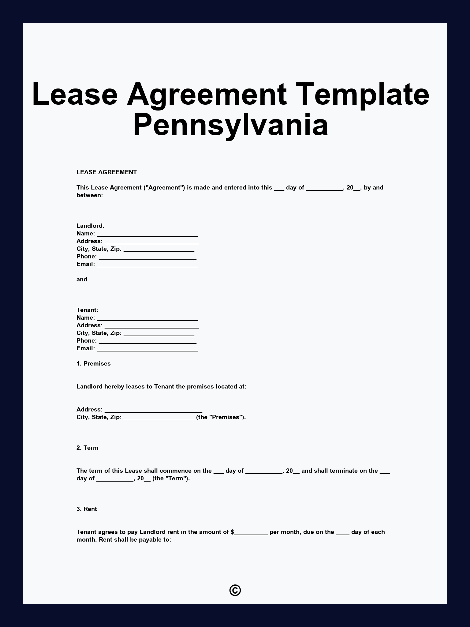 Lease Agreement Template Pennsylvania