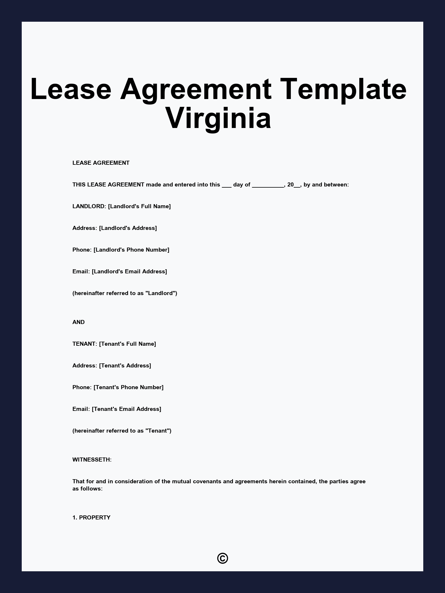 Lease Agreement Template Virginia