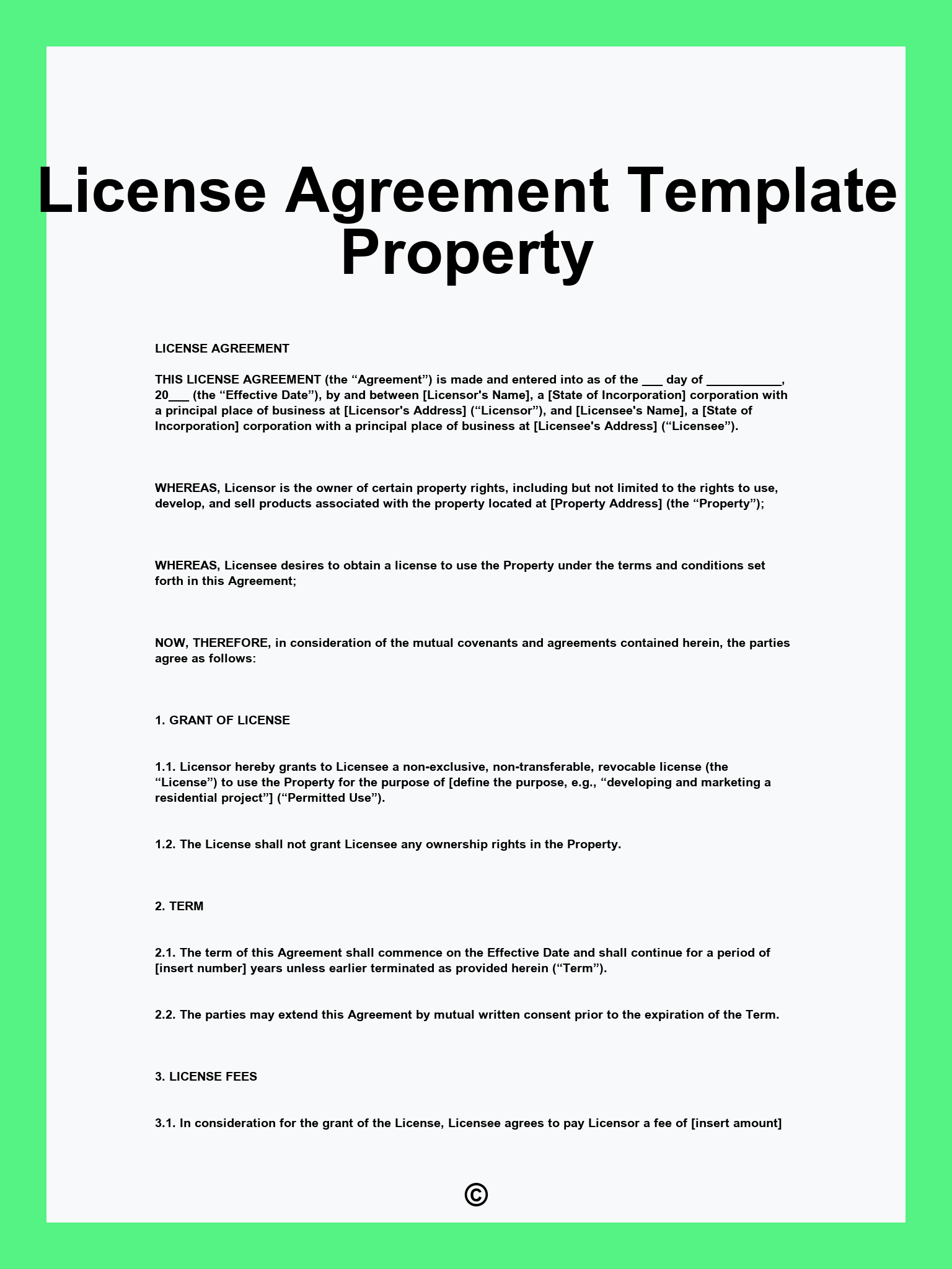 License Agreement Template Property