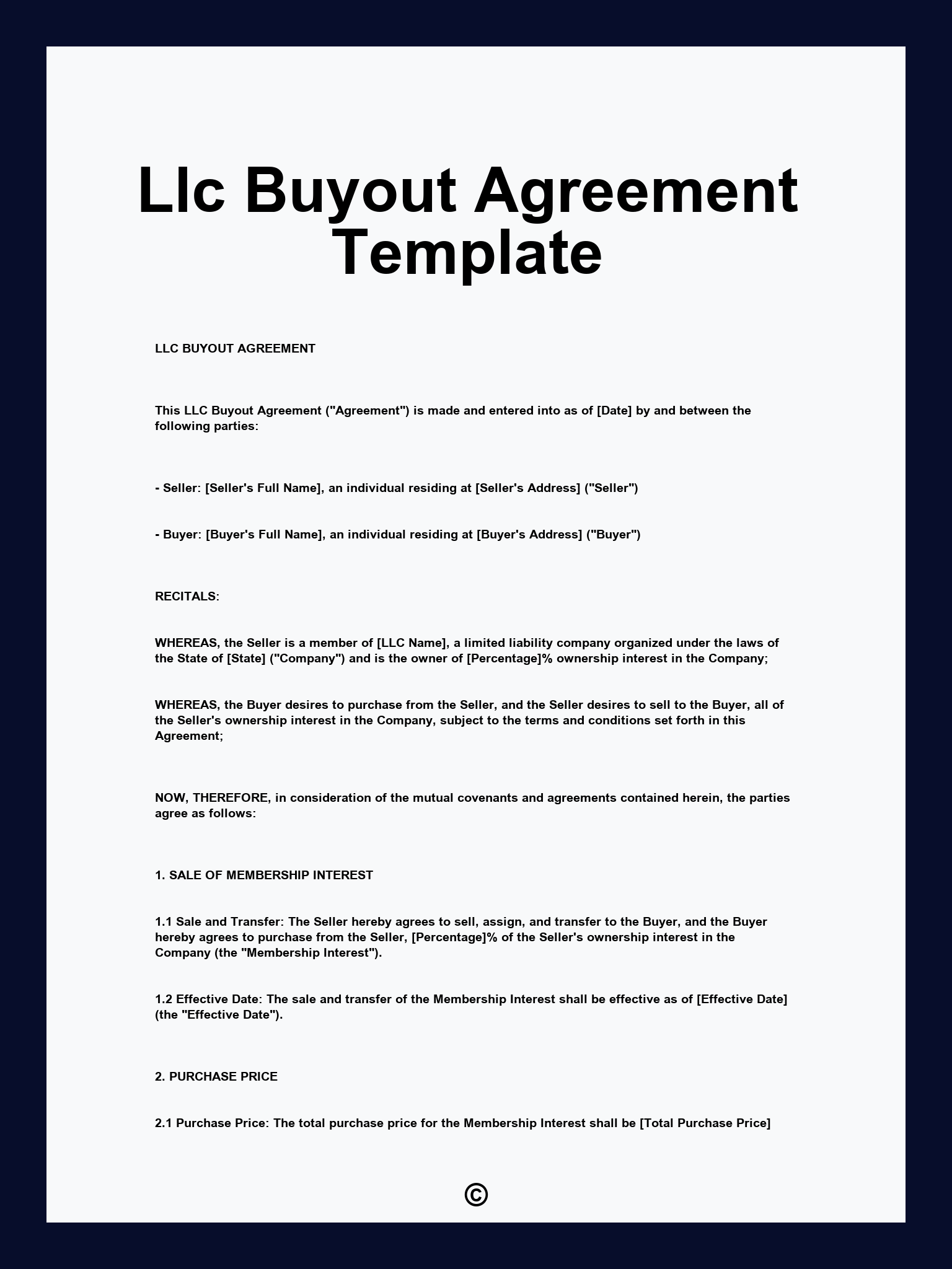 Llc Buyout Agreement Template