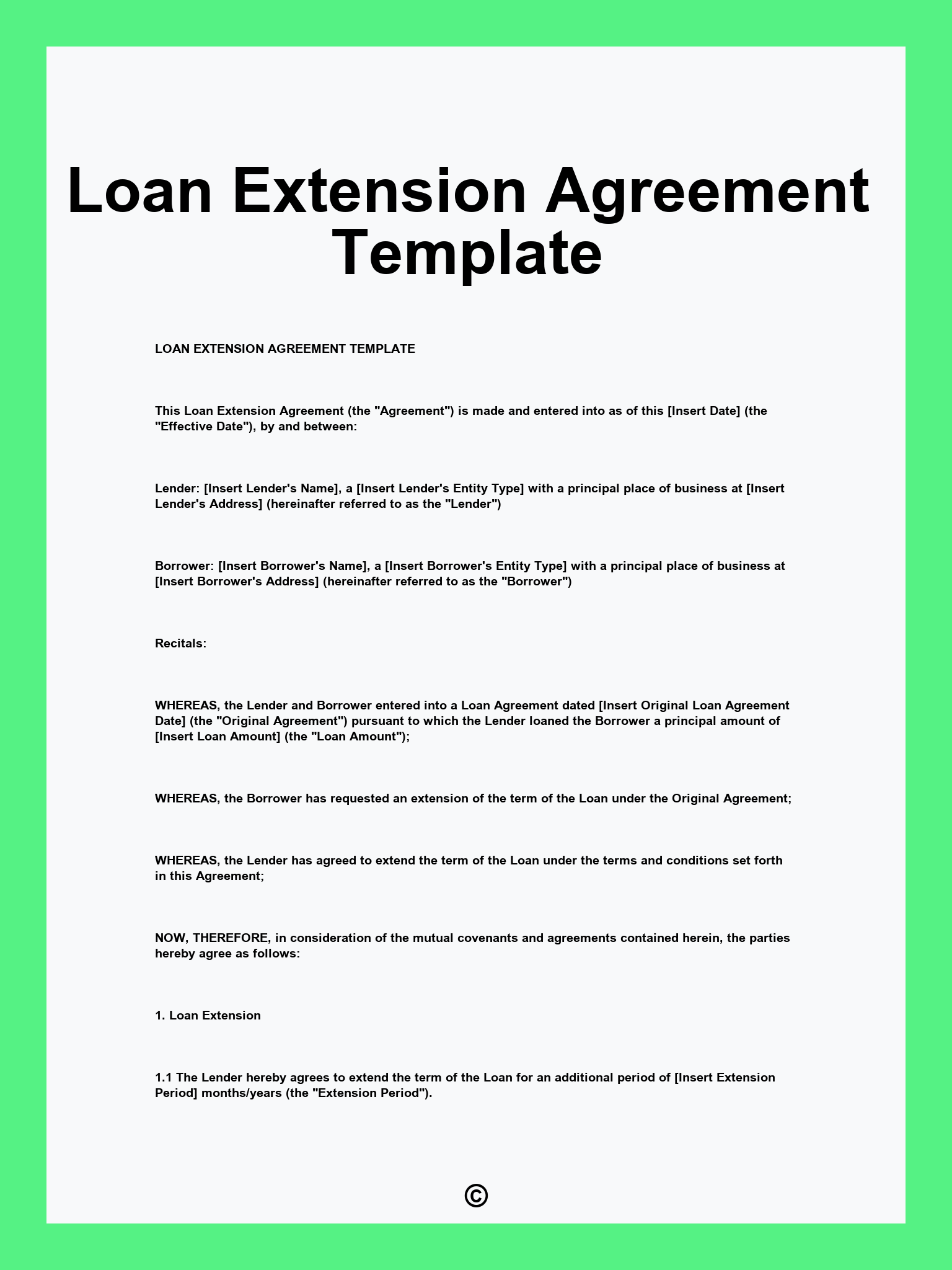 Loan Extension Agreement Template