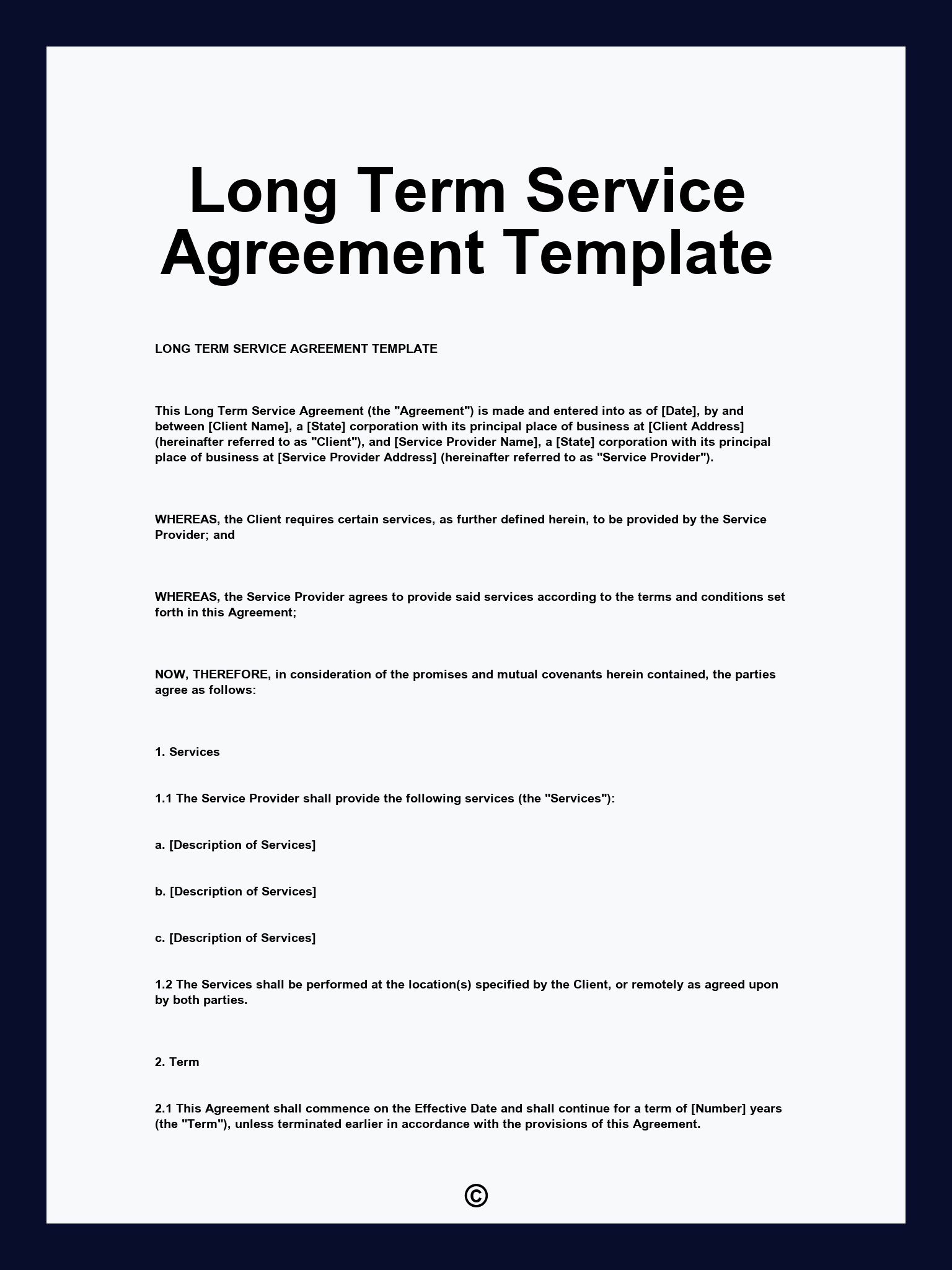 Long Term Service Agreement Template