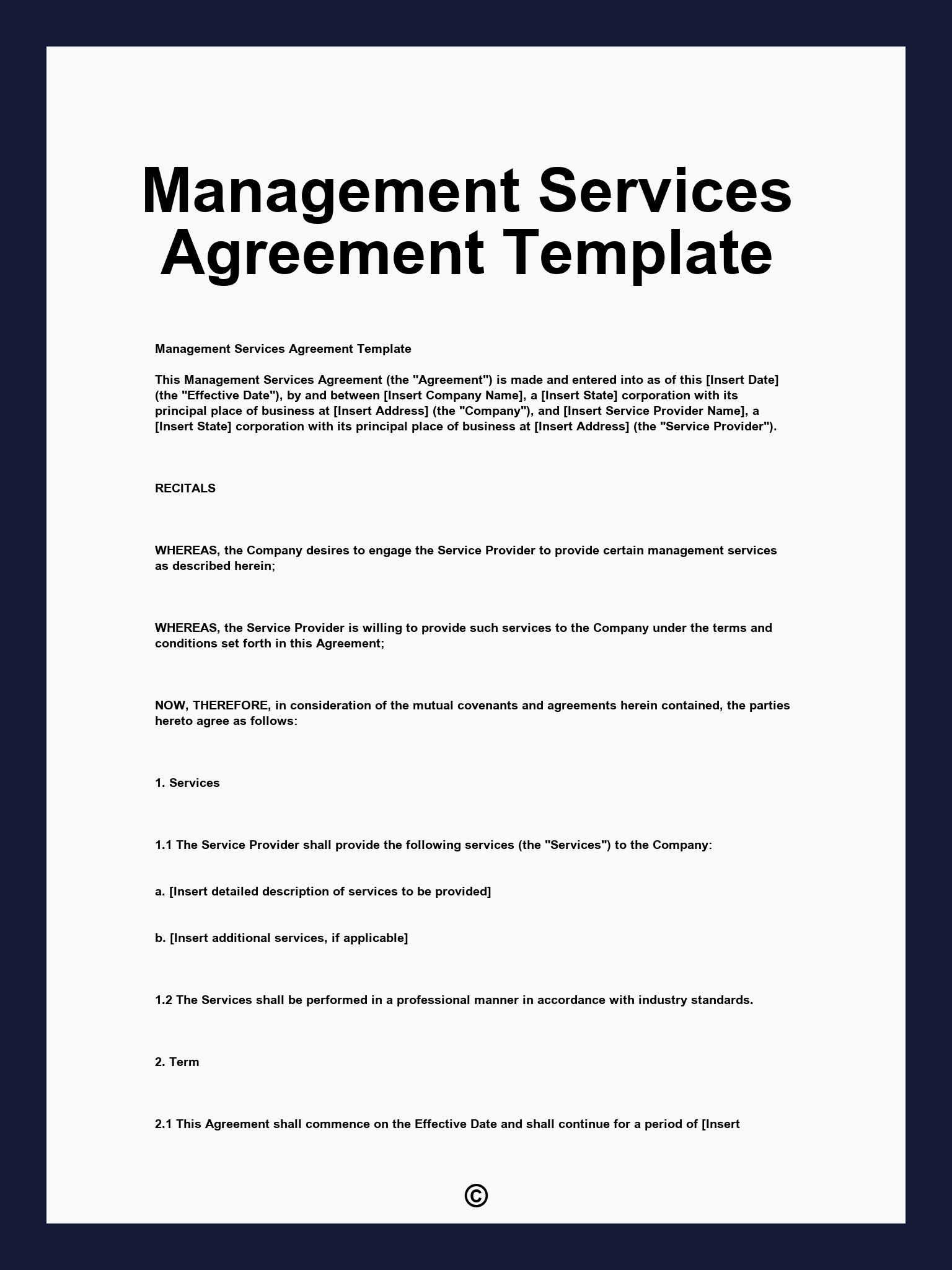 Management Services Agreement Template