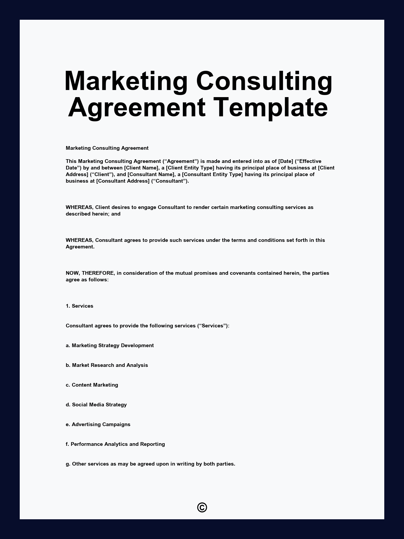 Marketing Consulting Agreement Template
