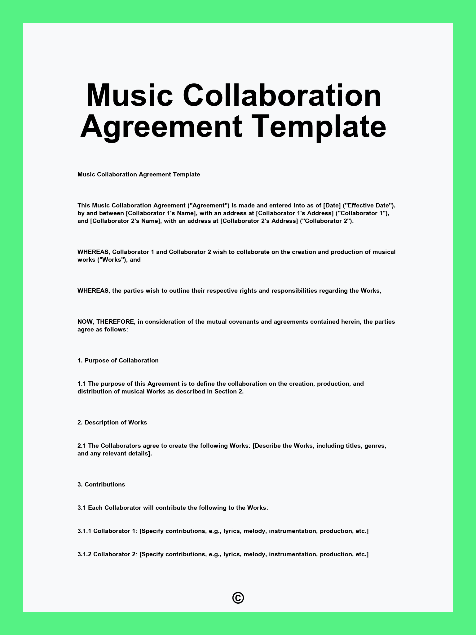 Music Collaboration Agreement Template