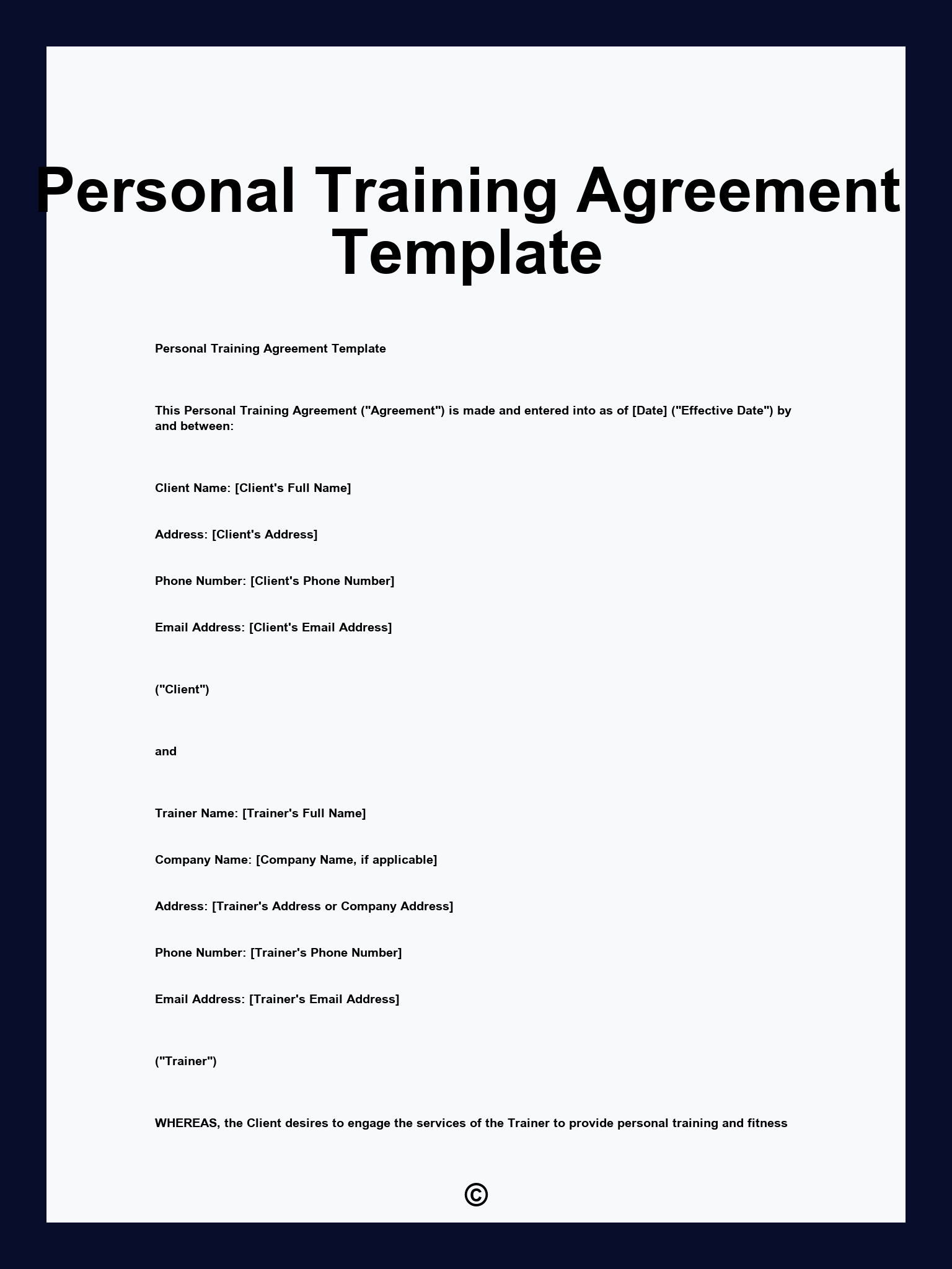 Personal Training Agreement Template