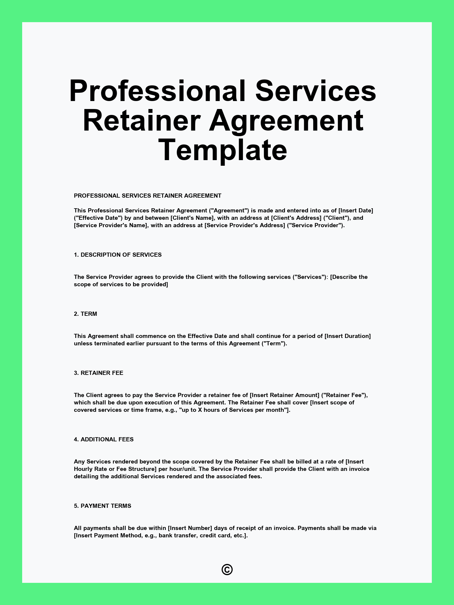 Professional Services Retainer Agreement Template