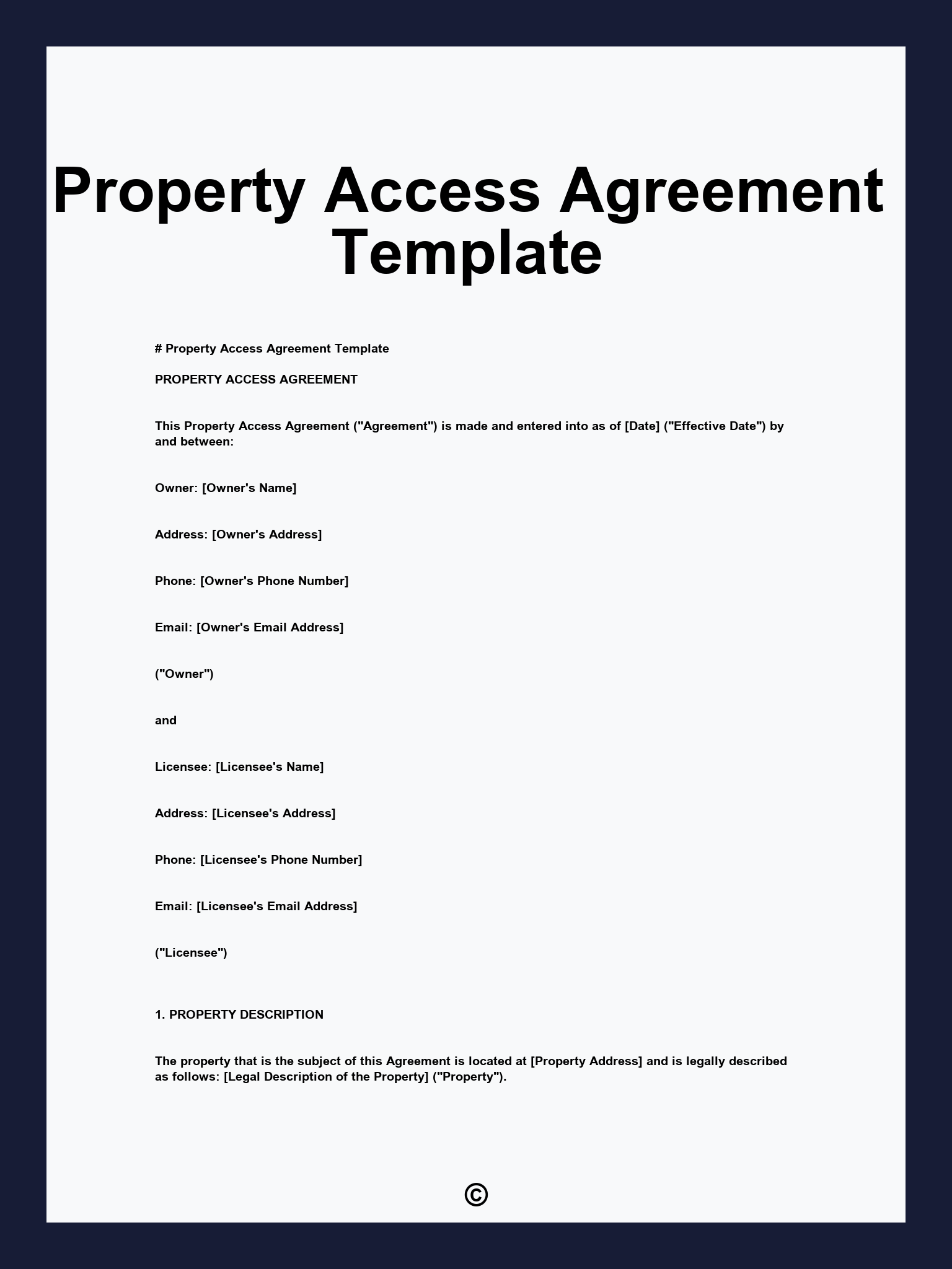 Property Access Agreement Template