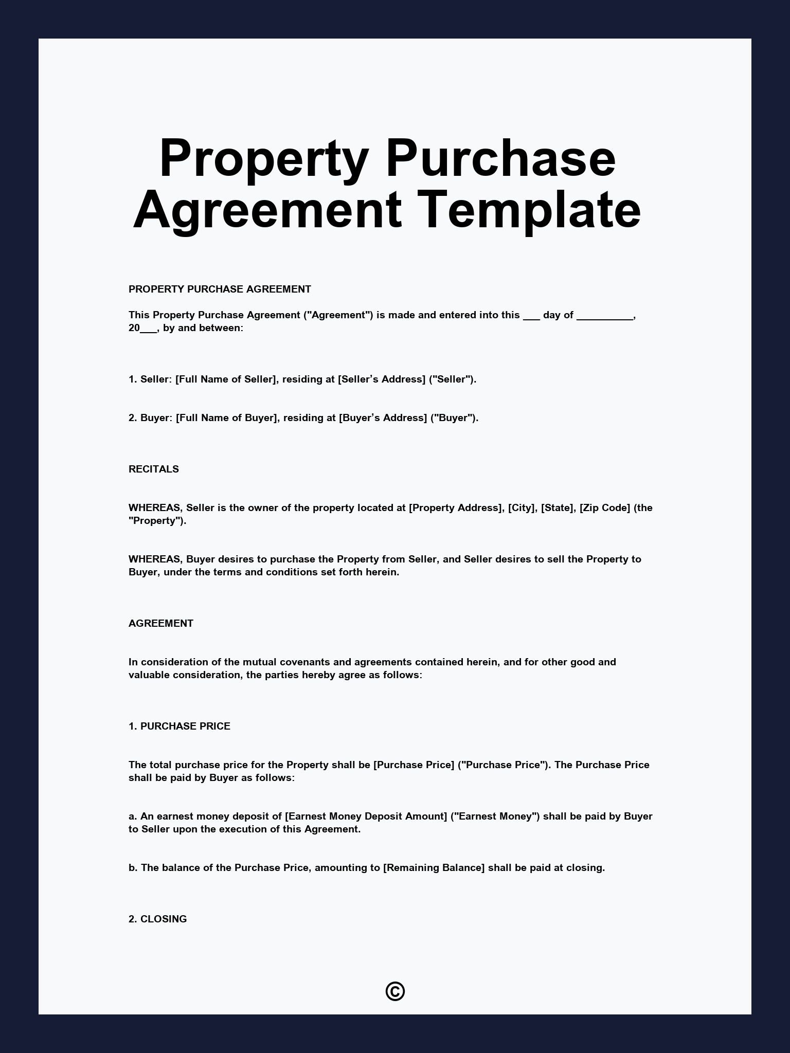 Property Purchase Agreement Template