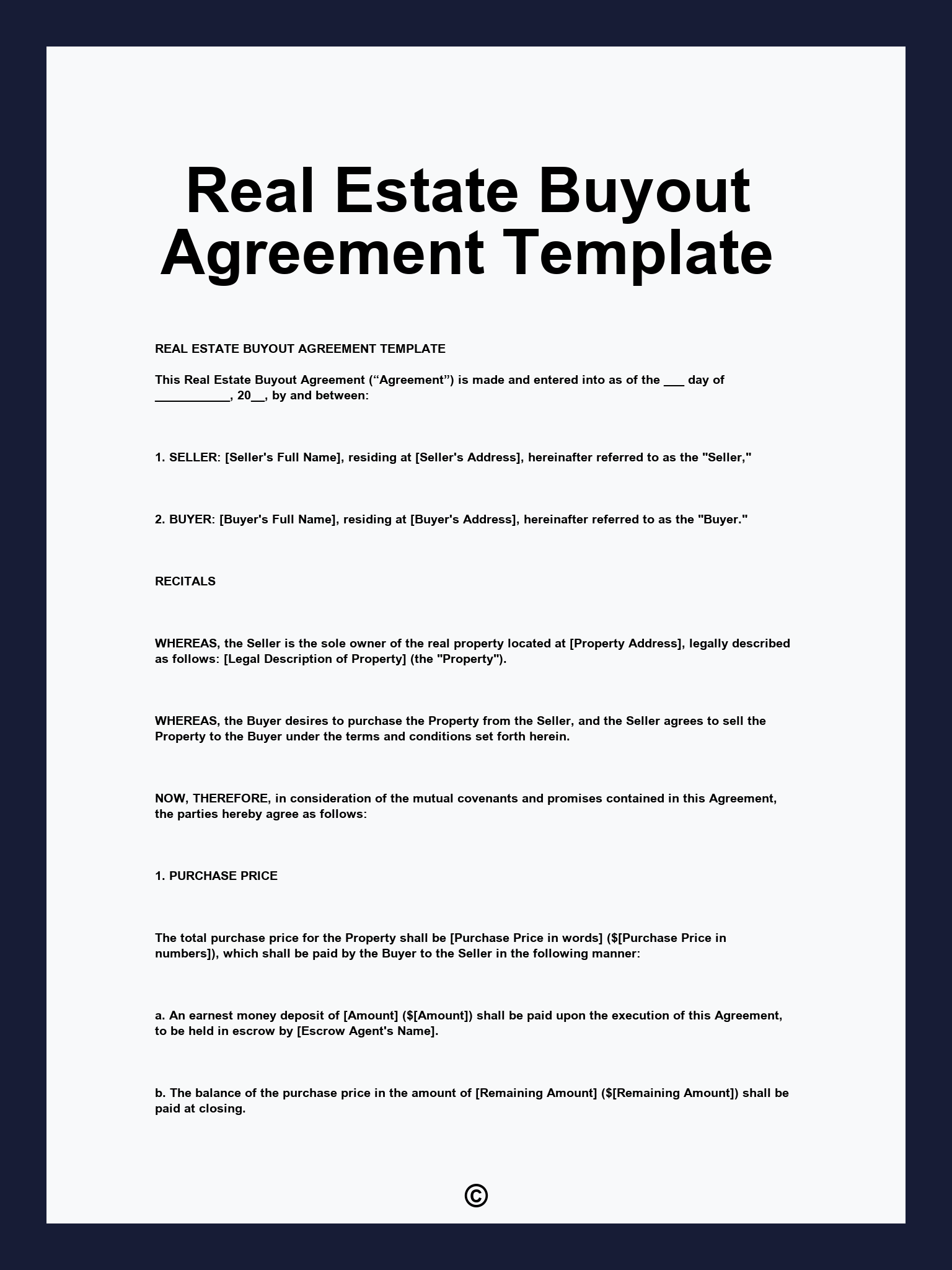 Real Estate Buyout Agreement Template
