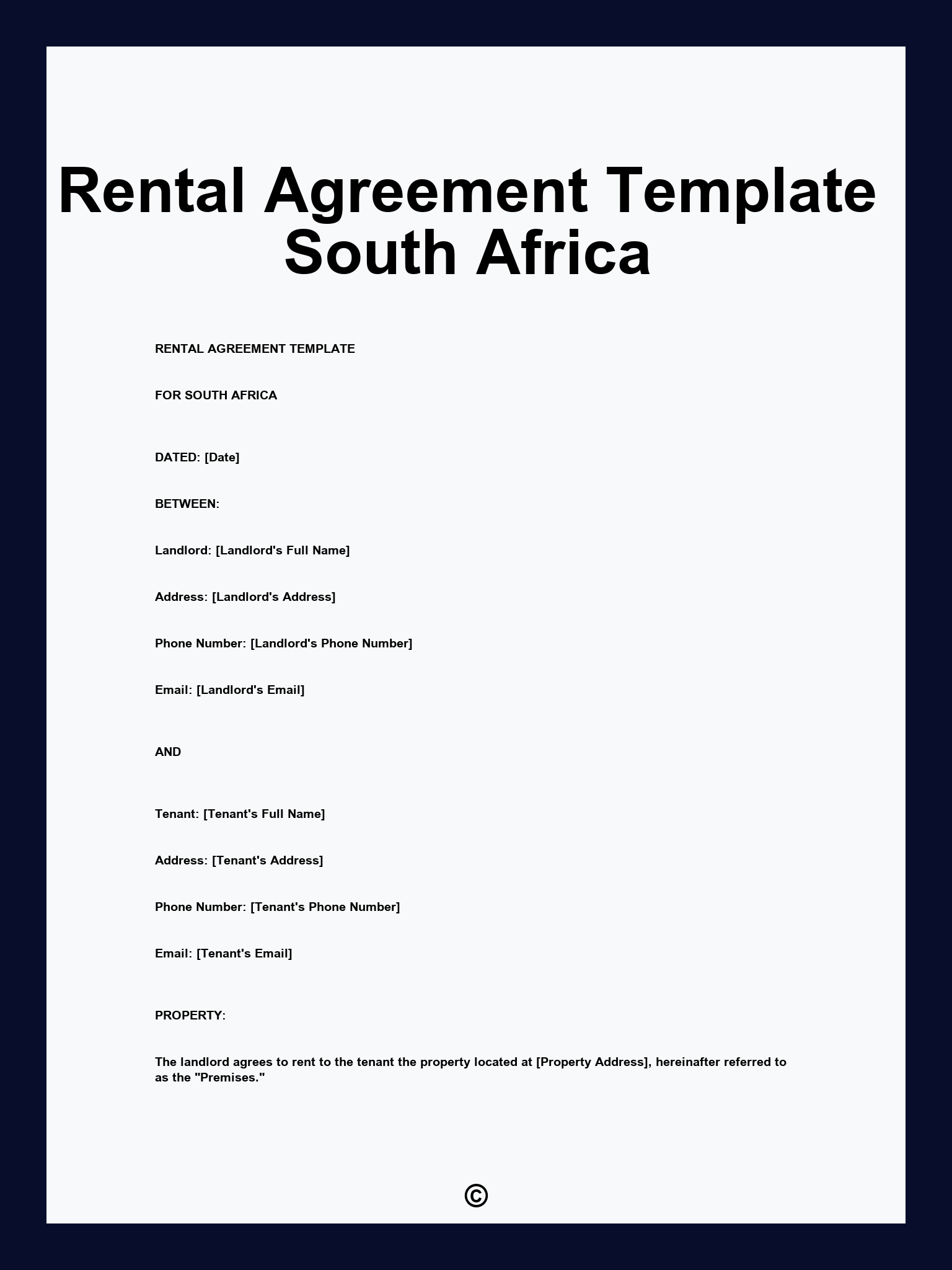 Rental Agreement Template South Africa
