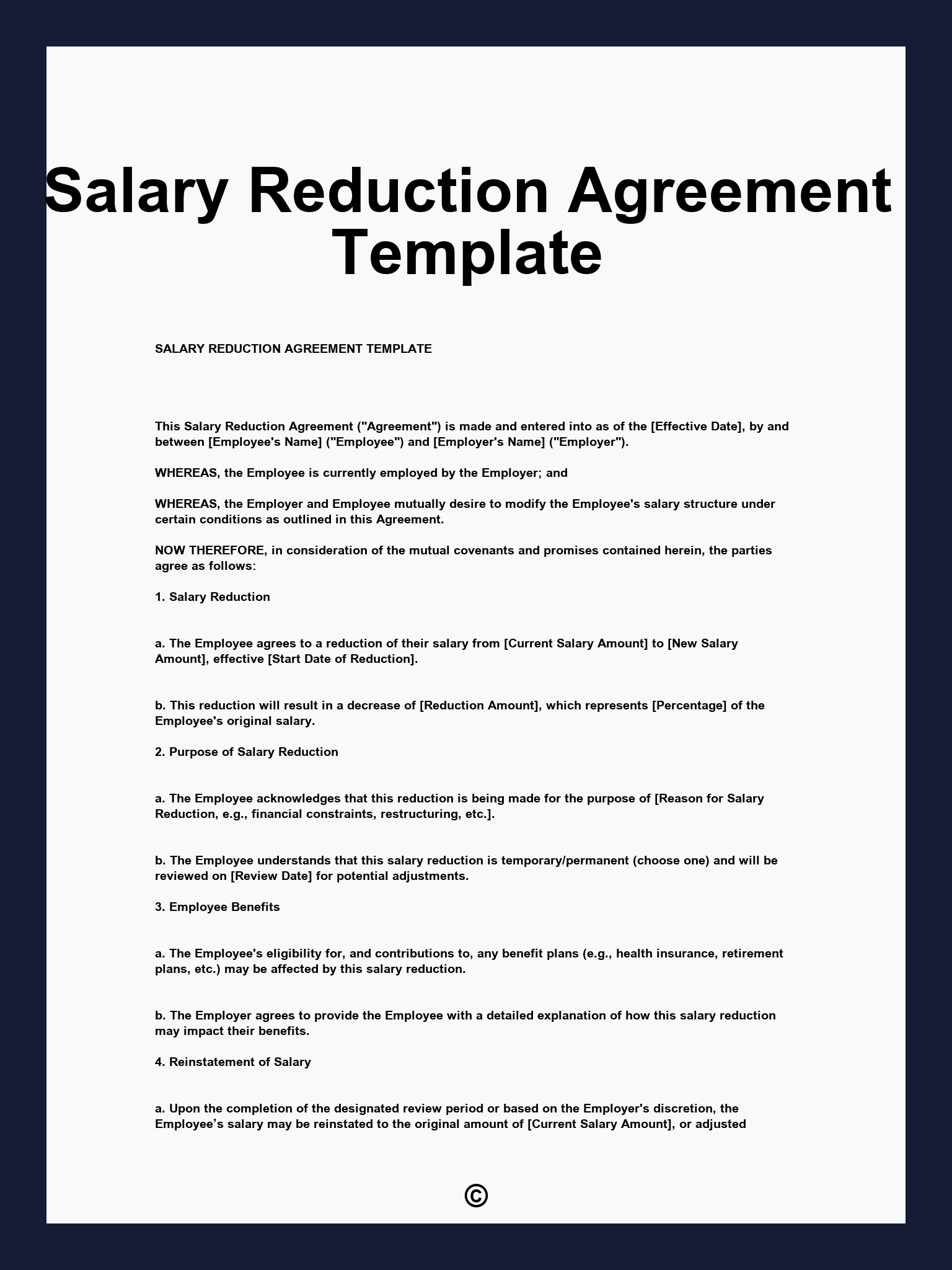 Salary Reduction Agreement Template