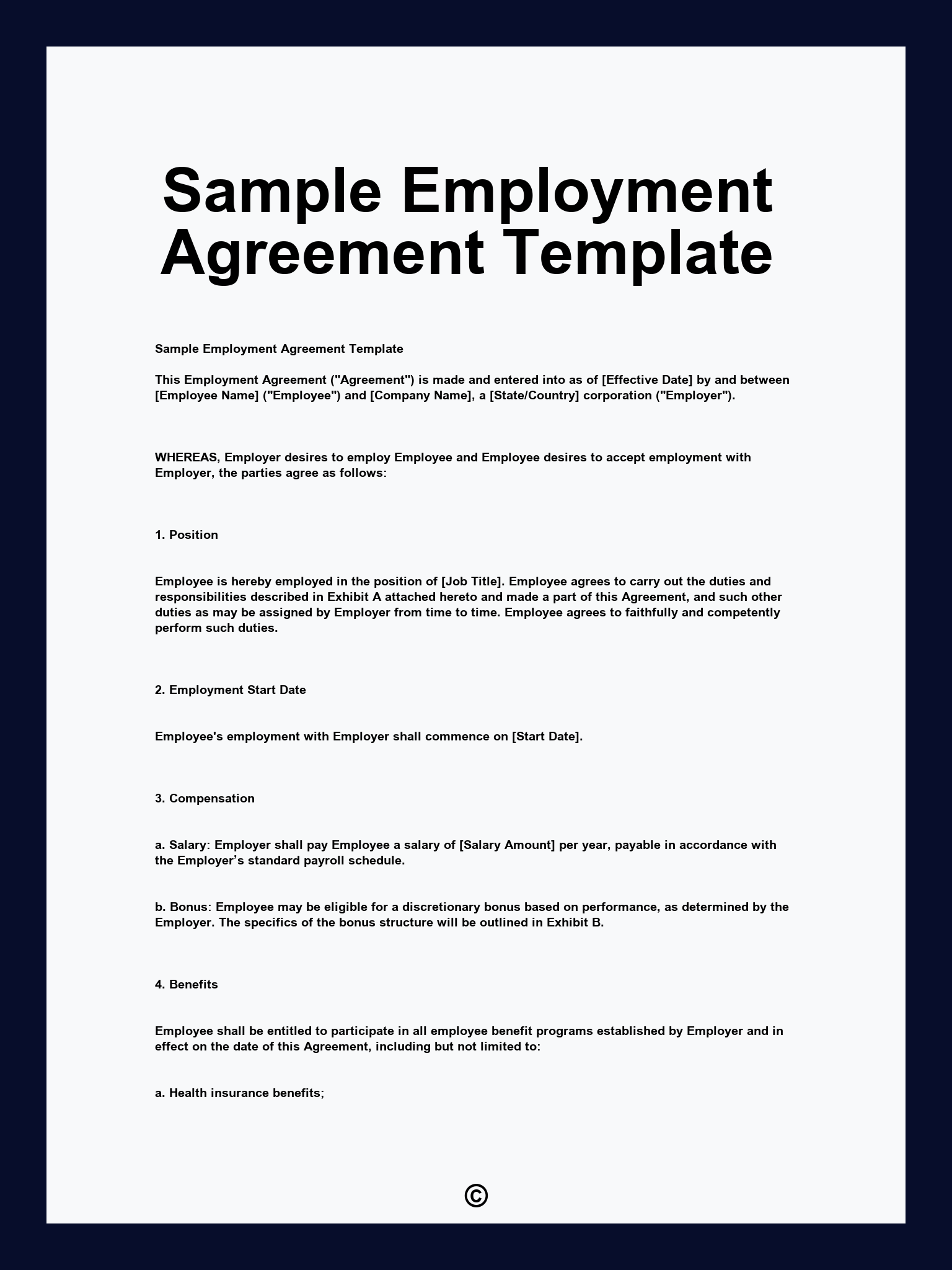 Sample Employment Agreement Template