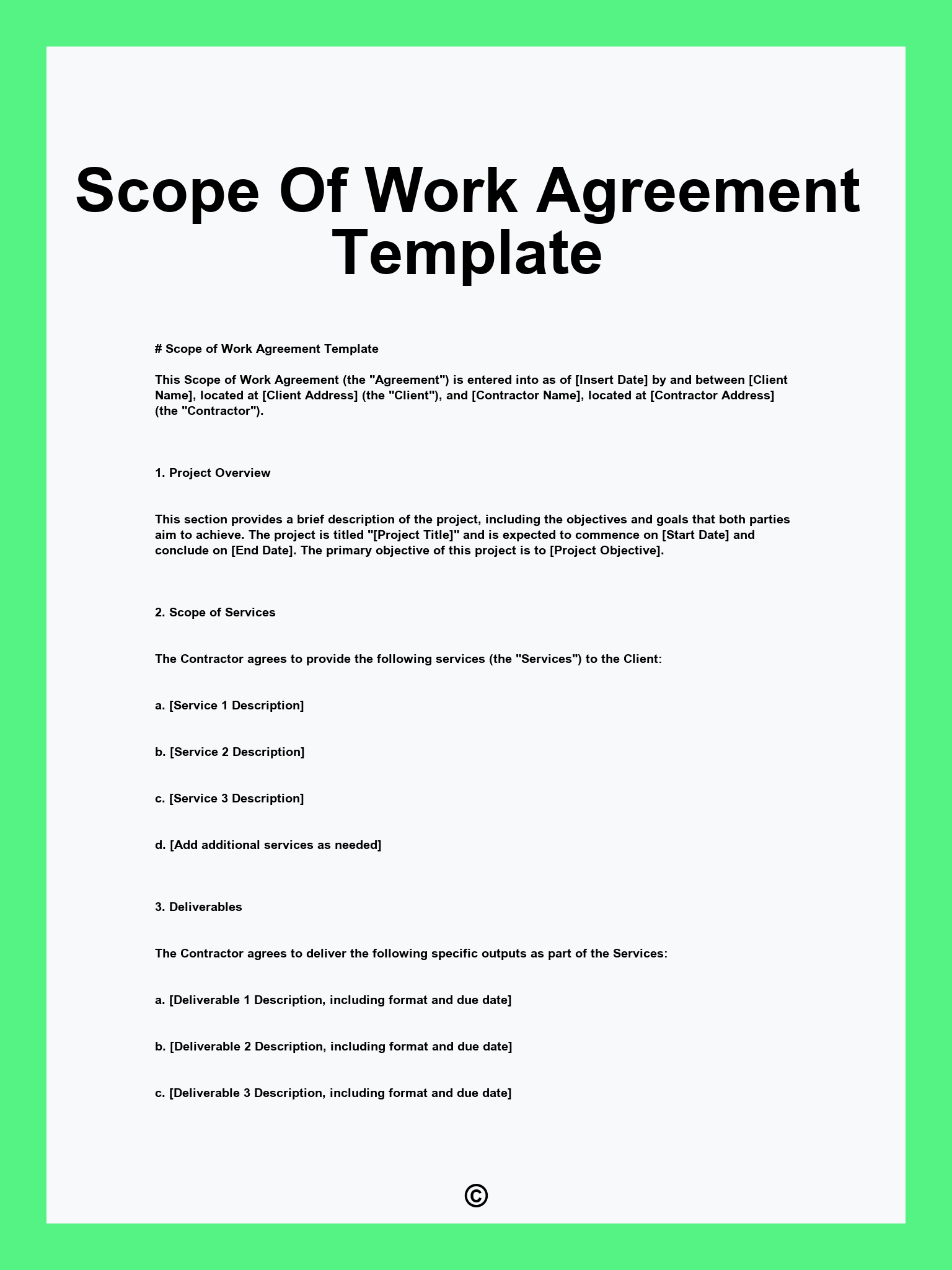 Scope Of Work Agreement Template