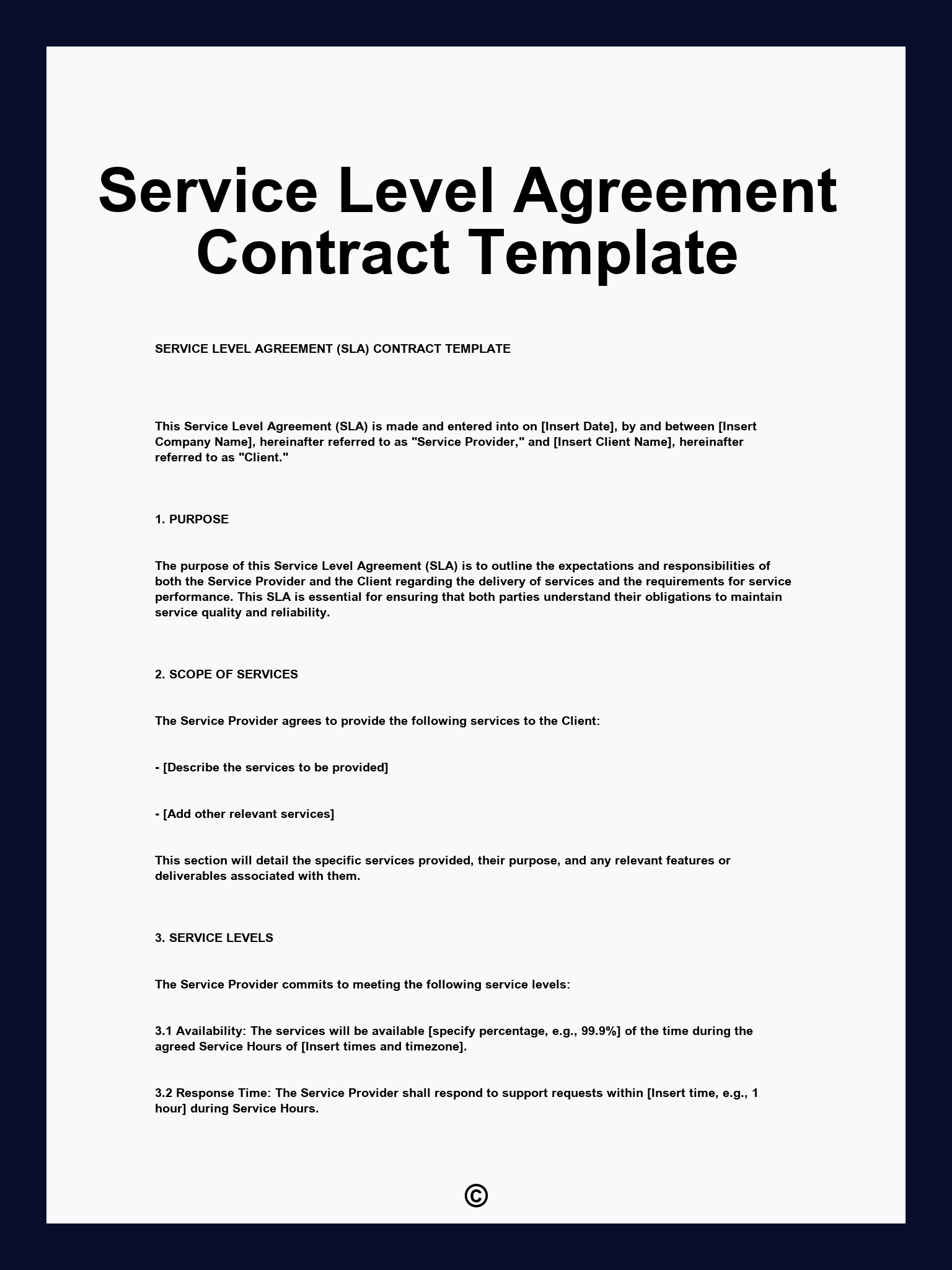 Service Level Agreement Contract Template