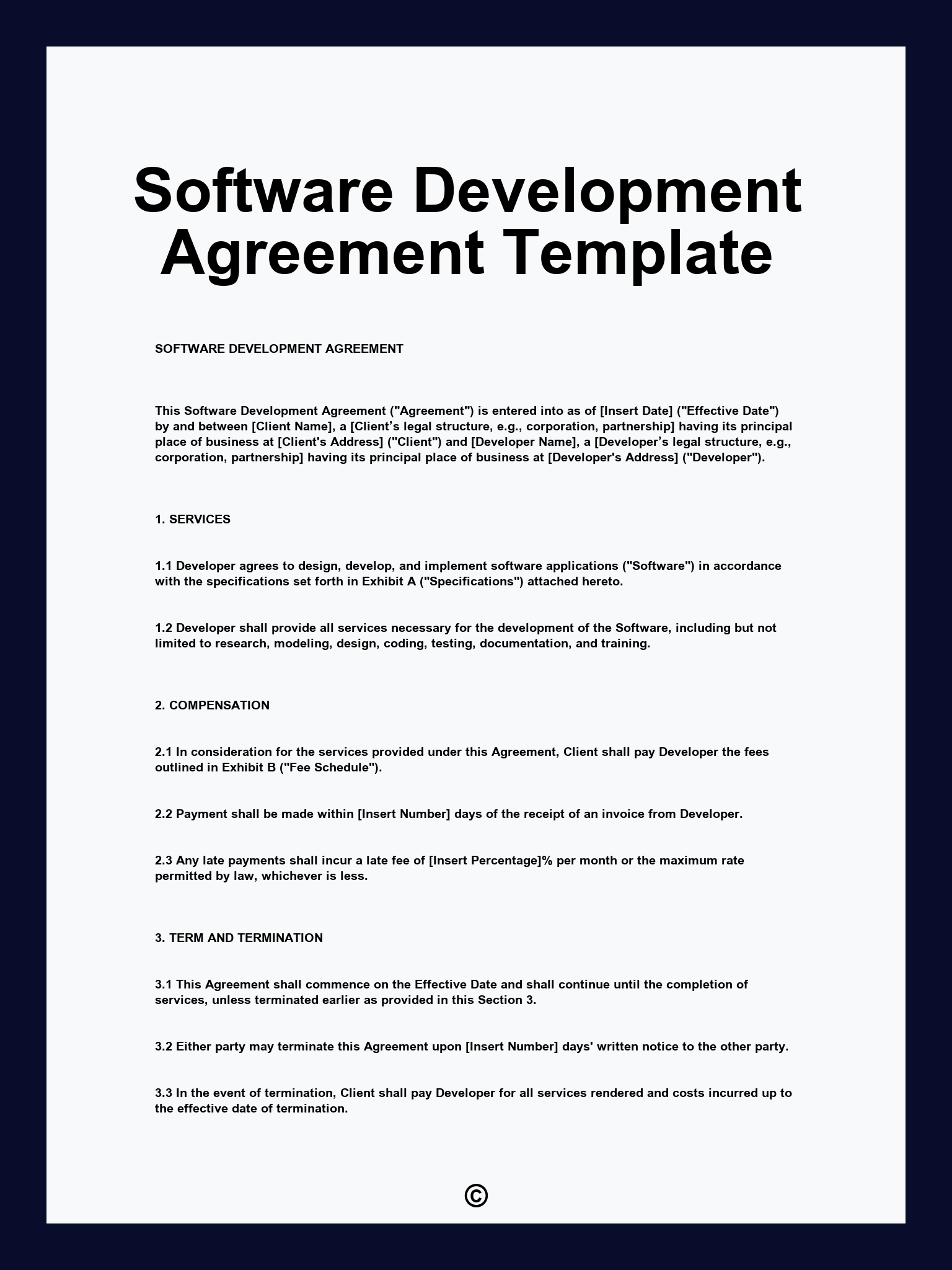 Software Development Agreement Template