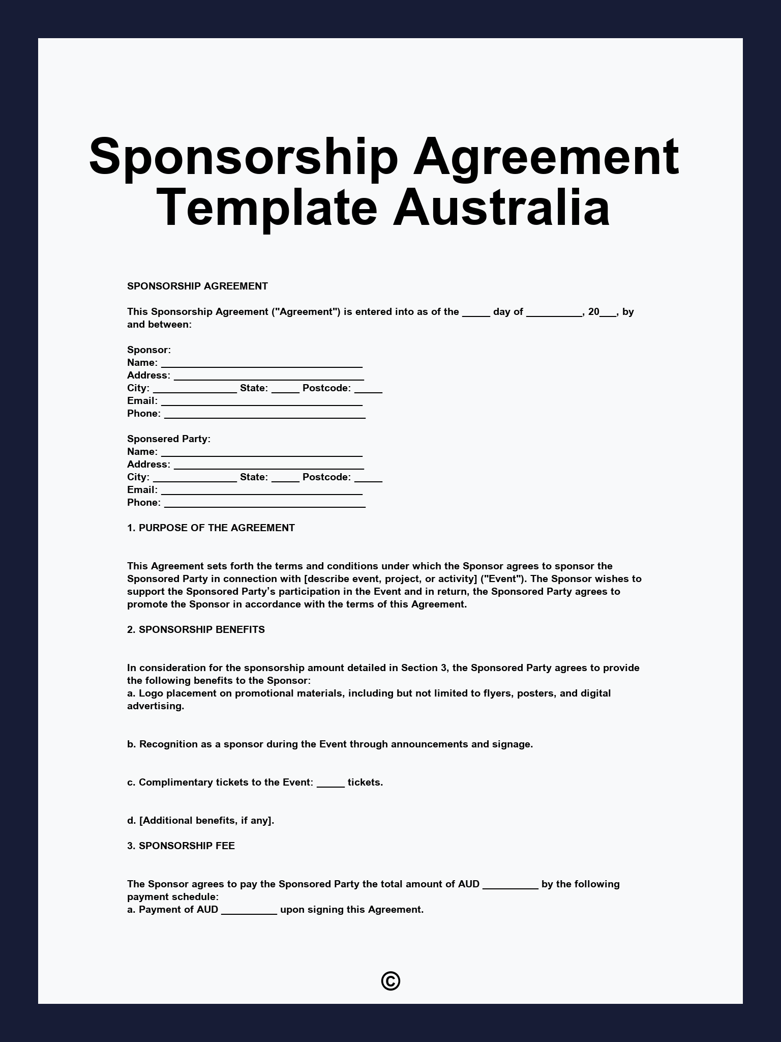 Sponsorship Agreement Template Australia