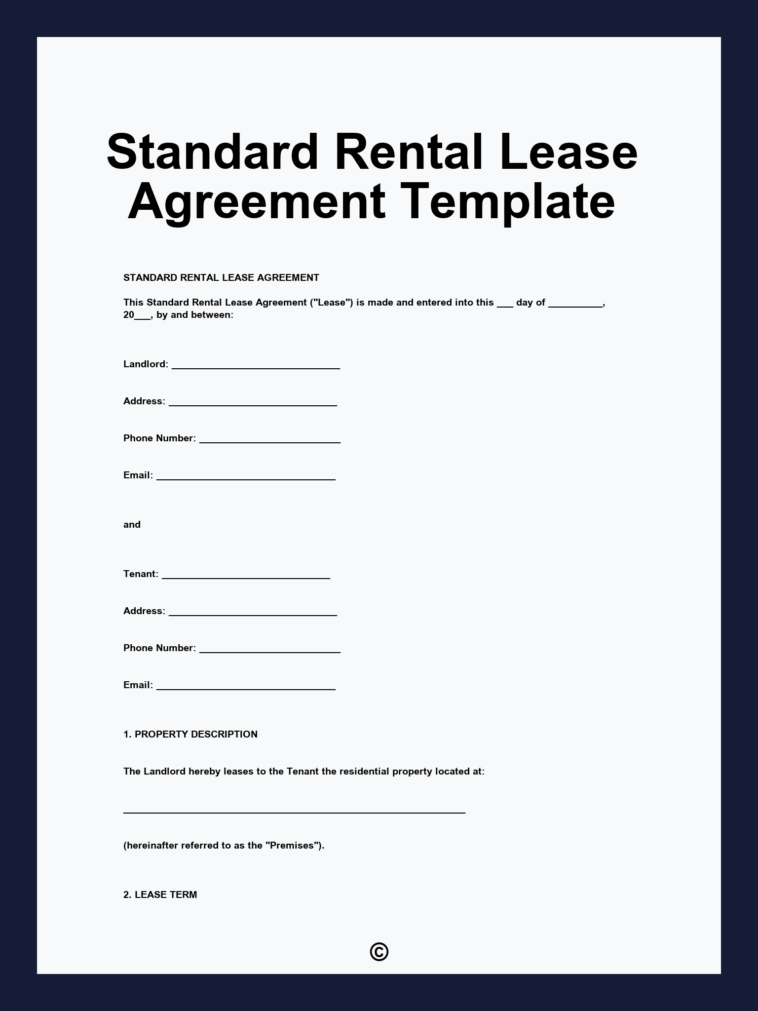 Standard Rental Lease Agreement Template