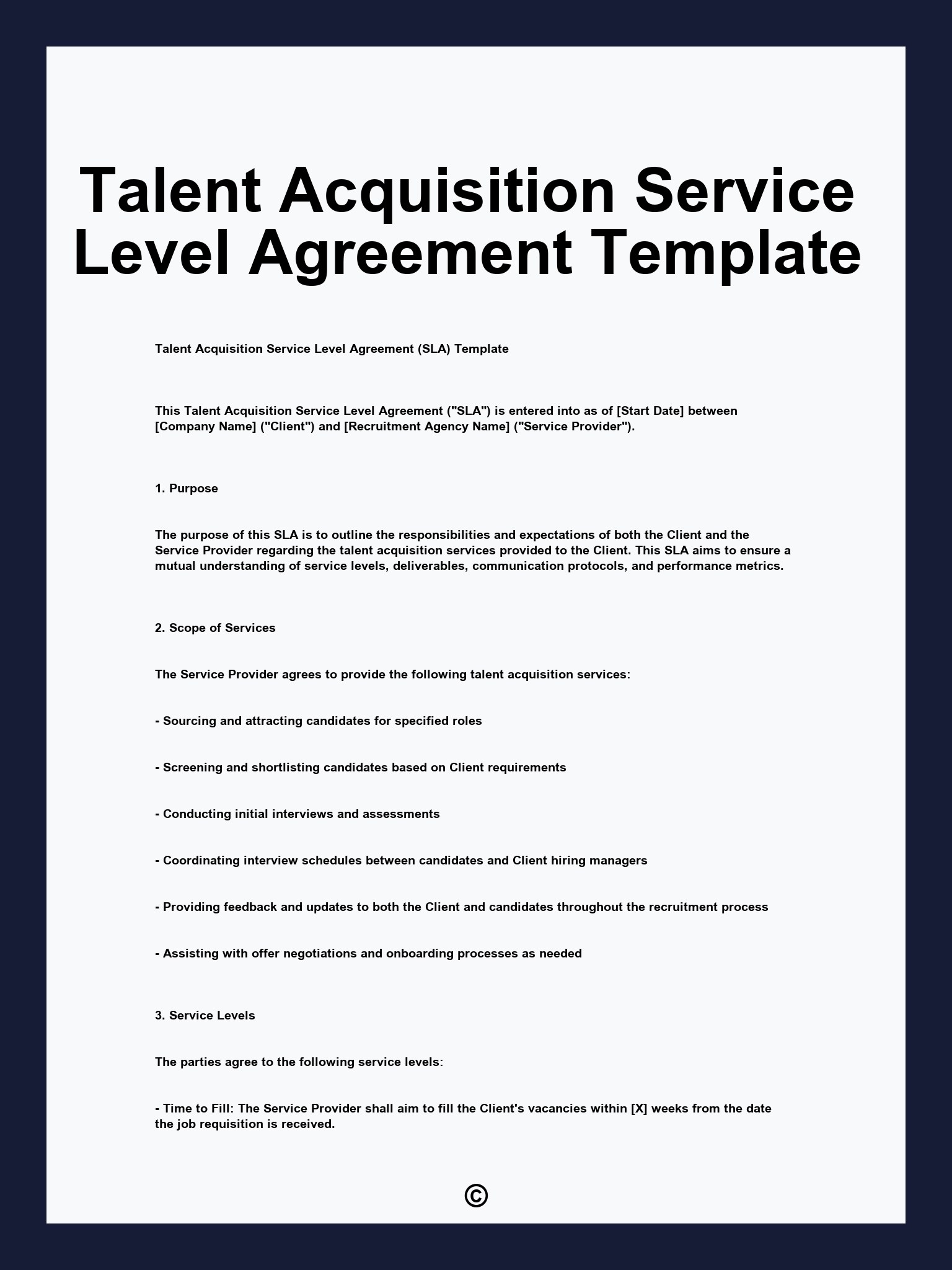 Talent Acquisition Service Level Agreement Template