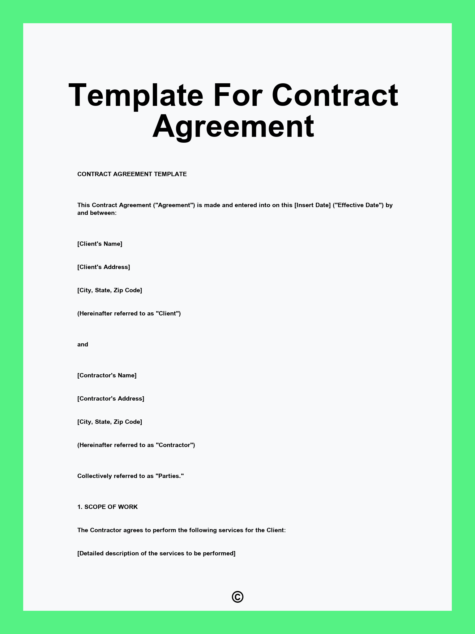 Template For Contract Agreement