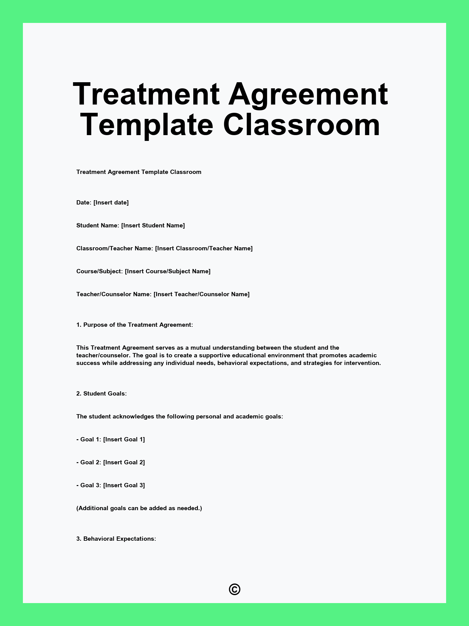 Treatment Agreement Template Classroom