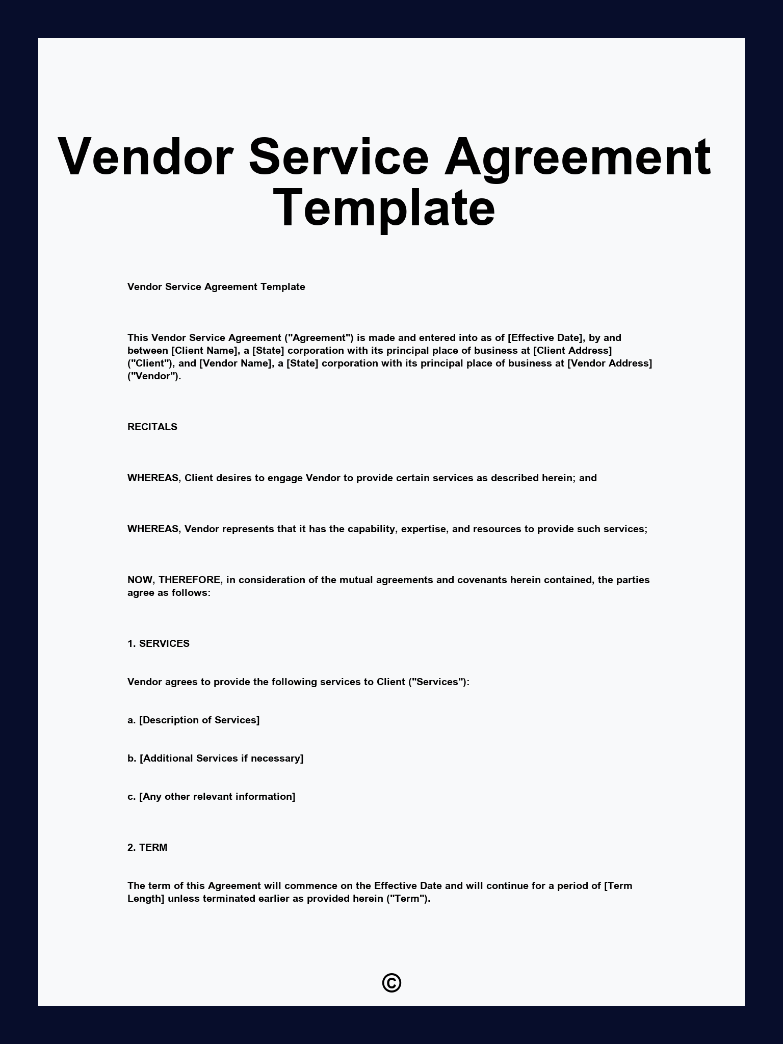 Vendor Service Agreement Template