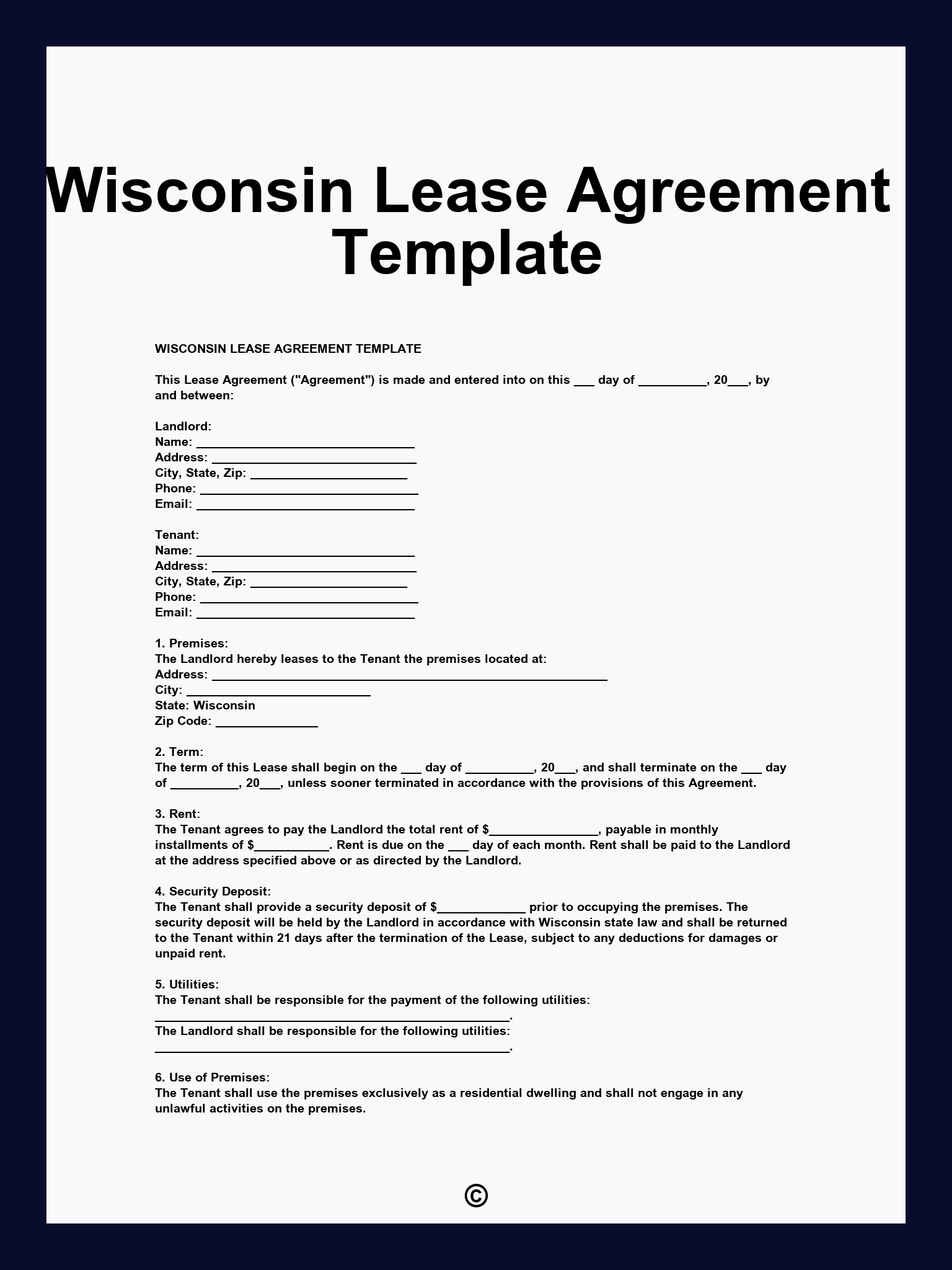 Wisconsin Lease Agreement Template